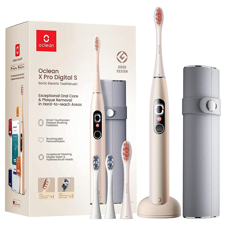 Зубная щетка электрическая Oclean X Pro Digital Set Electric Toothbrush Champagne Gold (6970810552577) - Фото 1