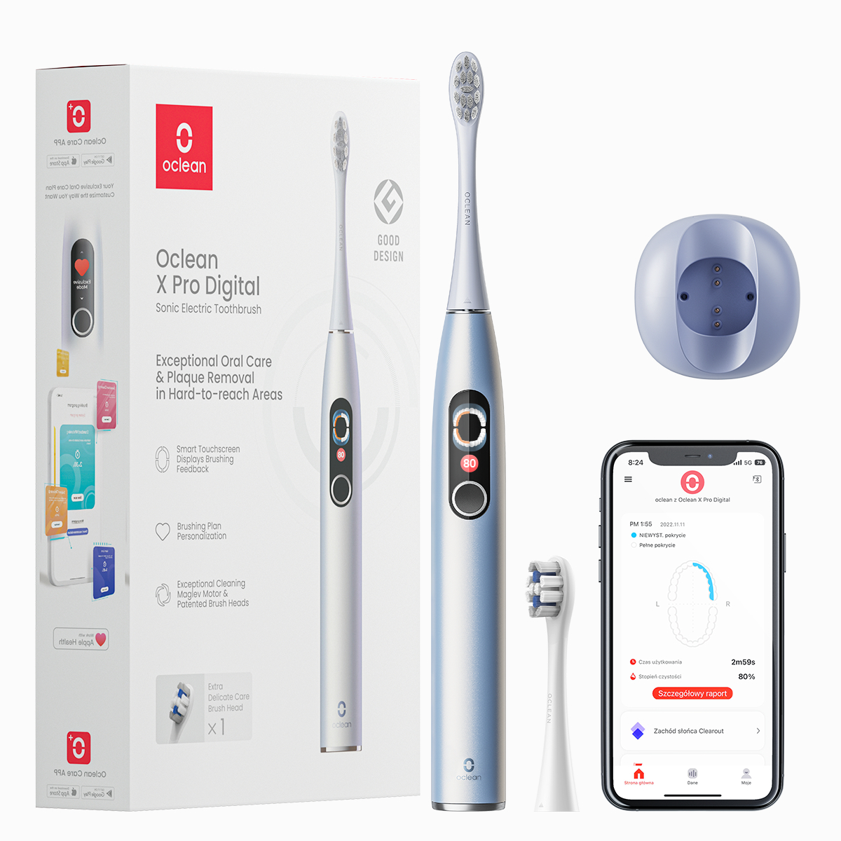 Зубная щетка электрическая Oclean X Pro Digital Electric Toothbrush Glamour Silver (6970810552560) - Фото 1