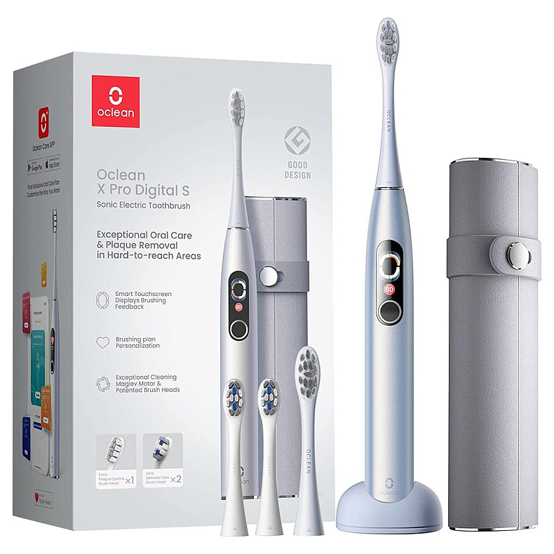 Зубная щетка электрическая Oclean X Pro Digital Set Electric Toothbrush Glamour Silver (6970810552584) - Фото 1