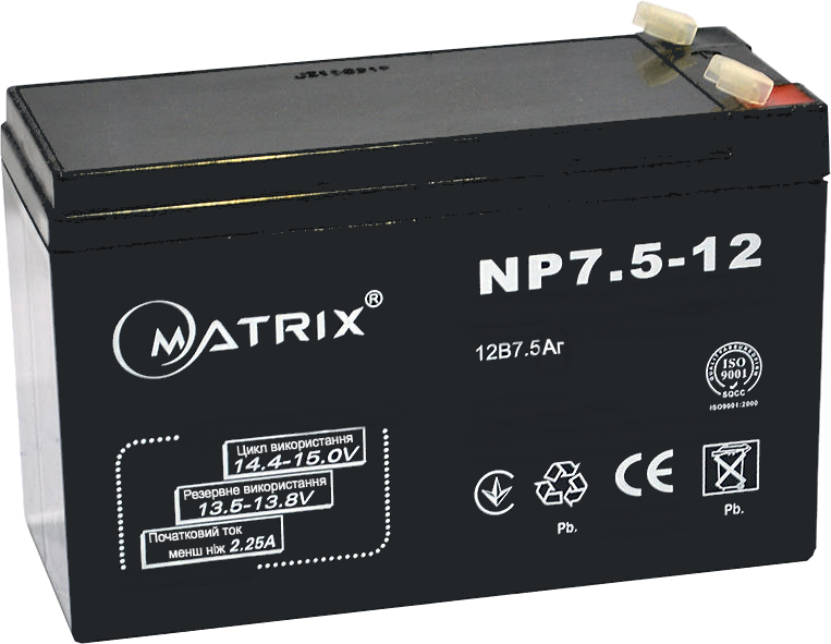Аккумулятор для ИБП Matrix 12V 7.5AH (NP7.5_12) - Фото 1