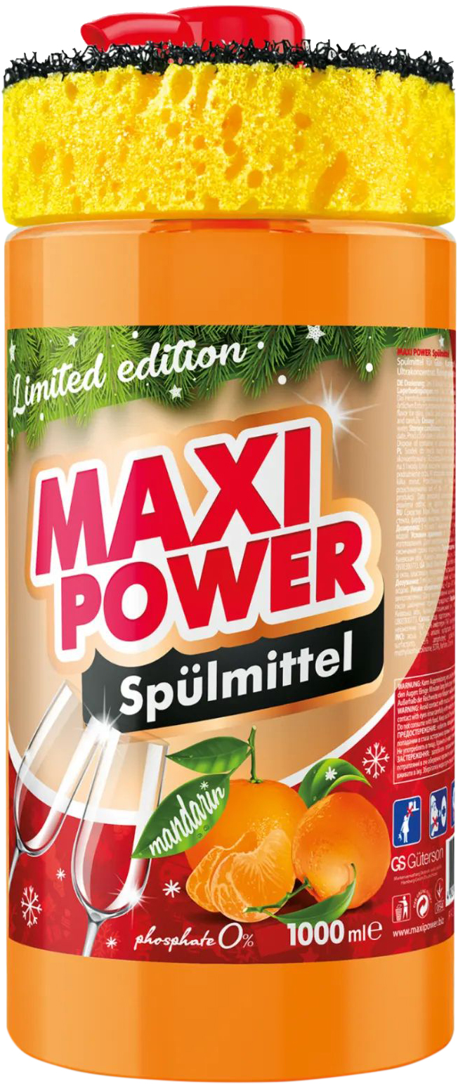 Купить Средство для ручного мытья посуды Maxi Power Мандарин 1 л (4823098413929) - Фото 1 Средство для ручного мытья посуды Maxi Power Мандарин 1 л (4823098413929) - Фото 1