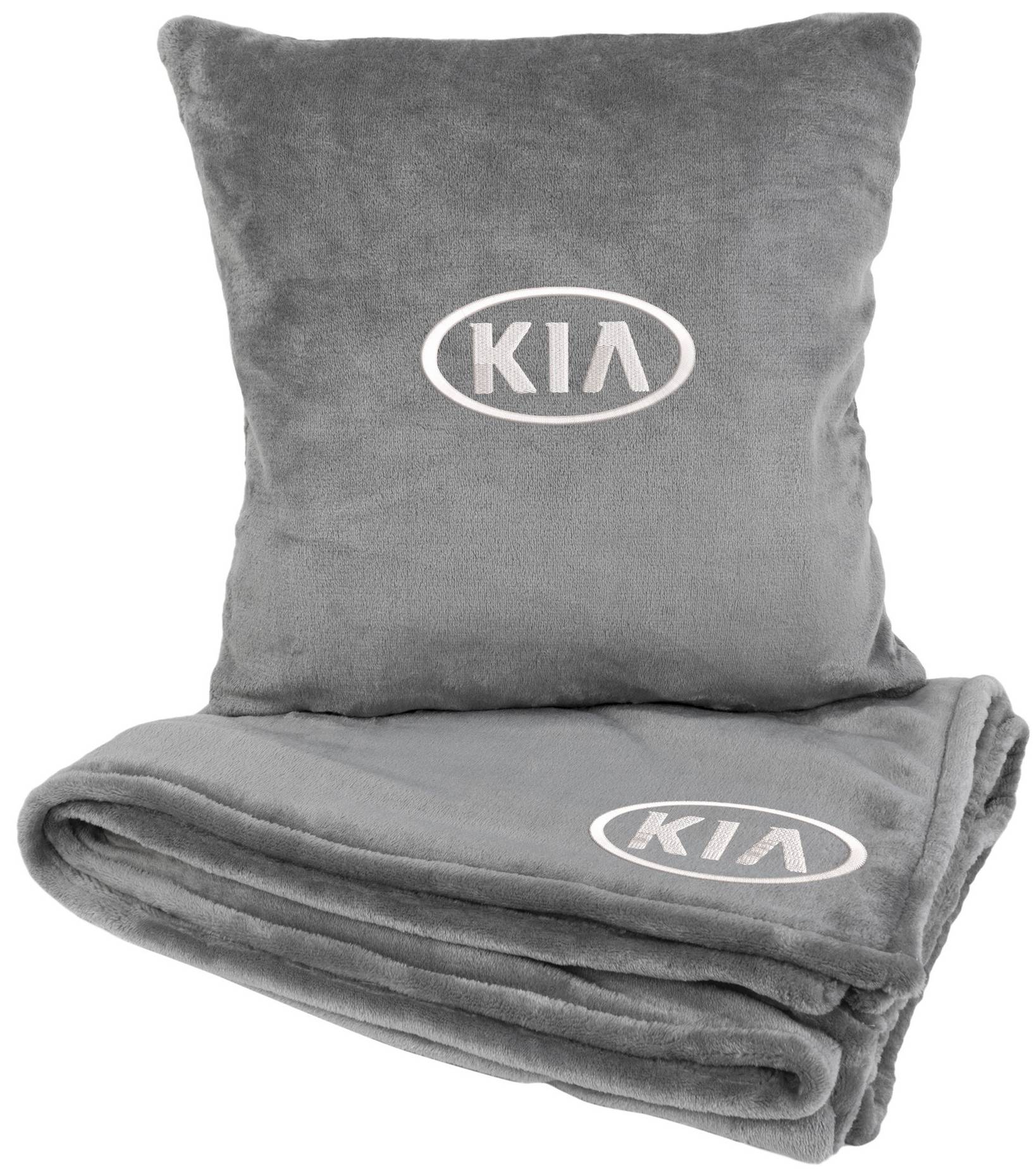 Набор плед + подушка в авто EVAtech из махры M для Kia серые MBLMPSMGV051 - Фото 1