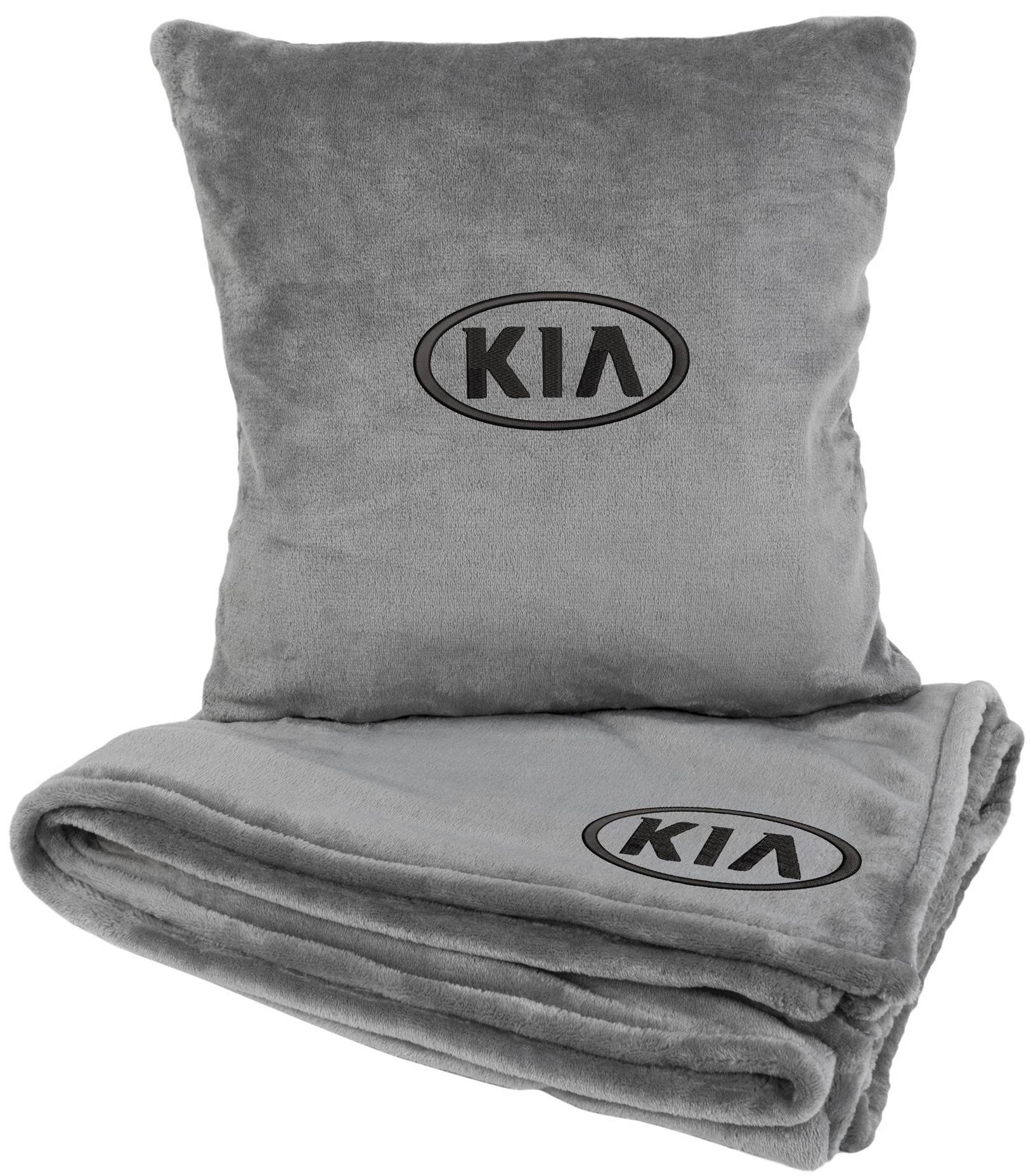Набор плед + подушка в авто EVAtech из махры M для Kia серые MBLMPSMGV052 - Фото 1