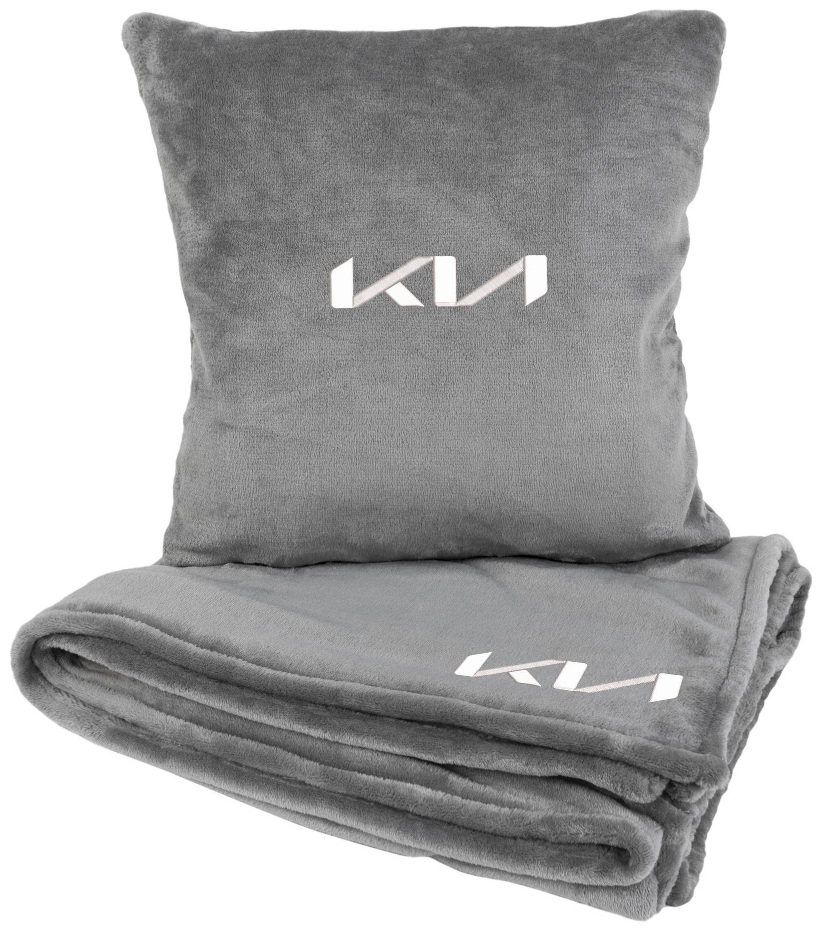 Набор плед + подушка в авто EVAtech из махры M для Kia серые MBLMPSMGV054 - Фото 1