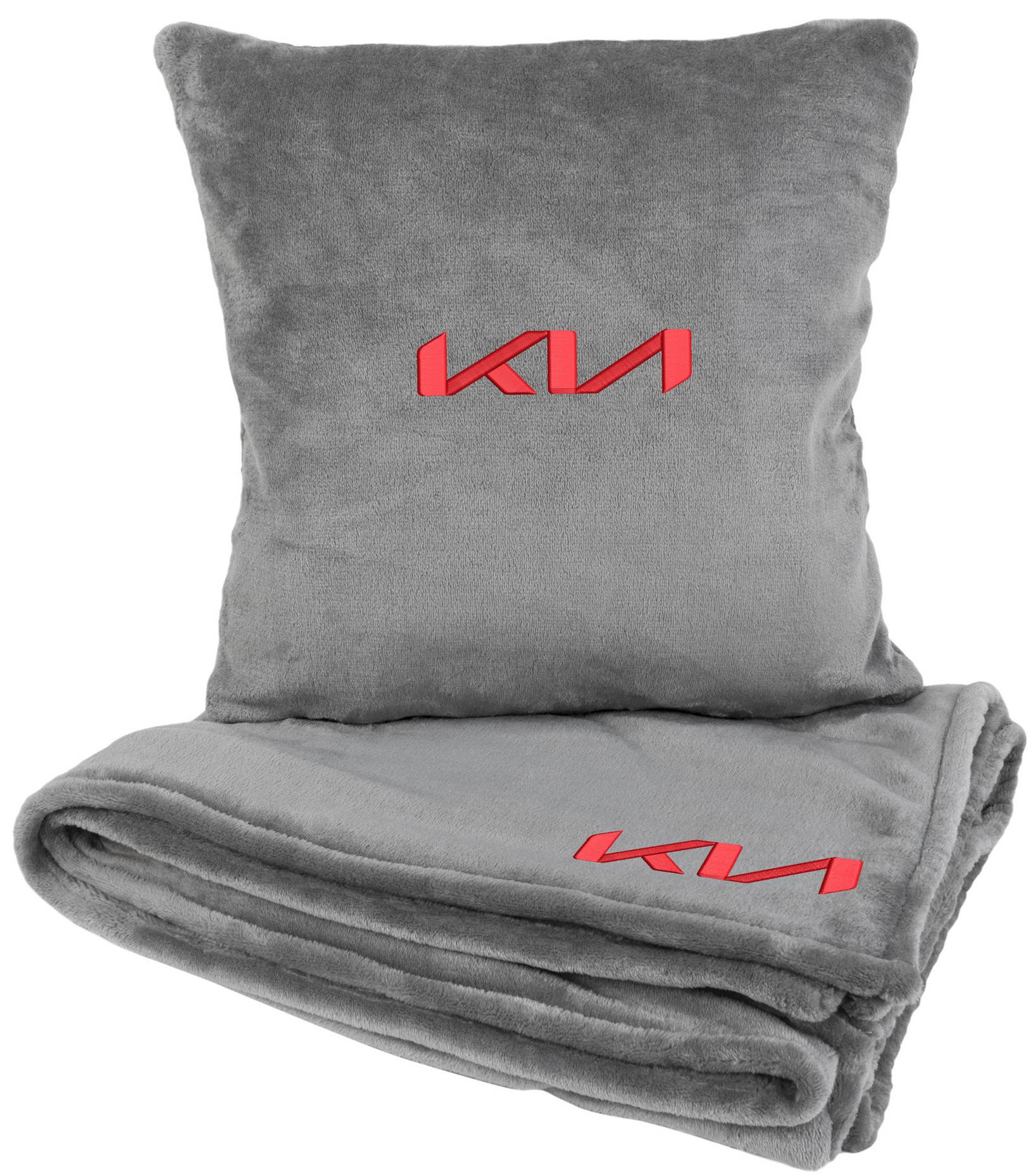 Набор плед + подушка в авто EVAtech из махры M для Kia серые MBLMPSMGV056 - Фото 1