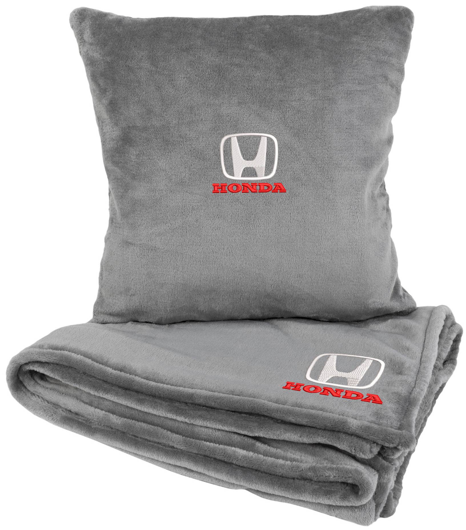 Набор плед + подушка в авто EVAtech из махры M для Honda серые MBLMPSMGV060 - Фото 1