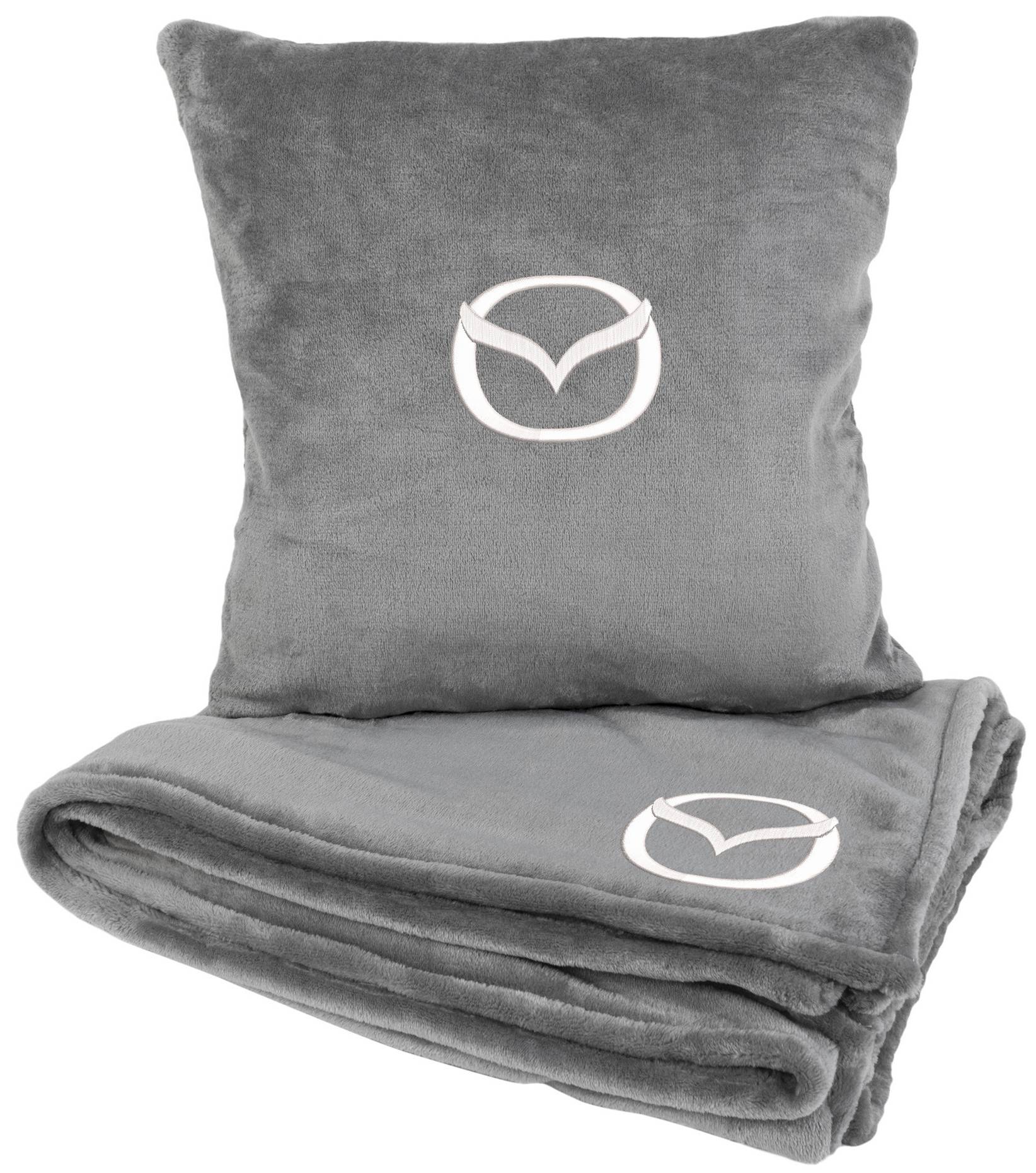 Набор плед + подушка в авто EVAtech из махры M для Mazda серые MBLMPSMGV099 - Фото 1