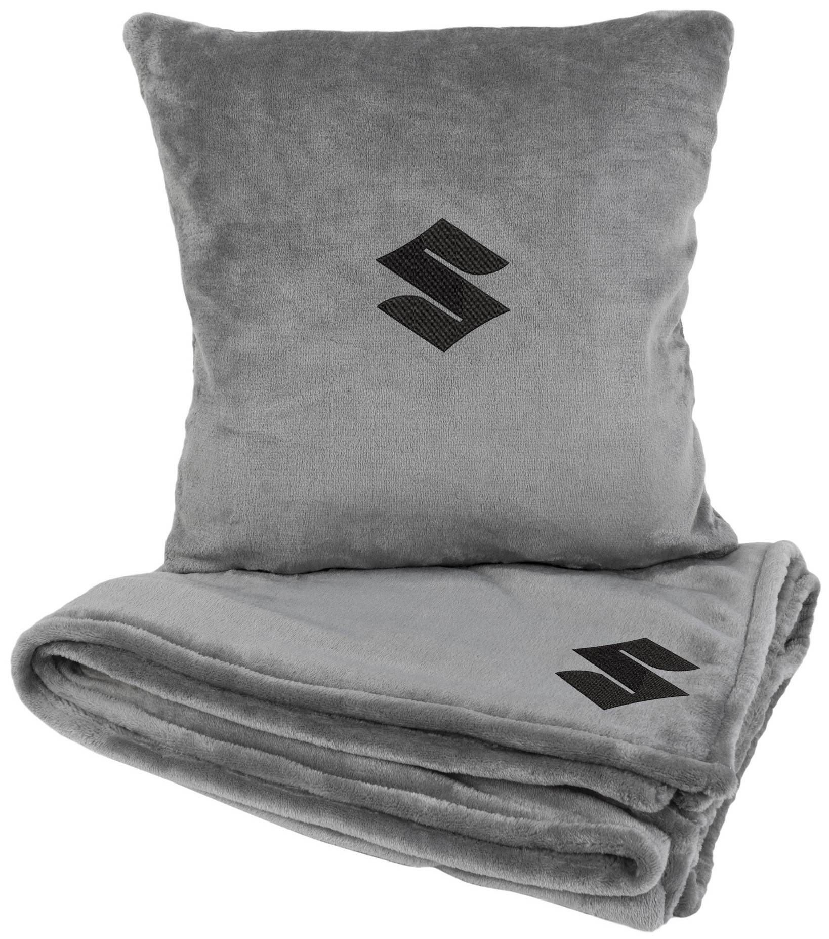 Набор плед + подушка в авто EVAtech из махры M для Suzuki серые MBLMPSMGV110 - Фото 1