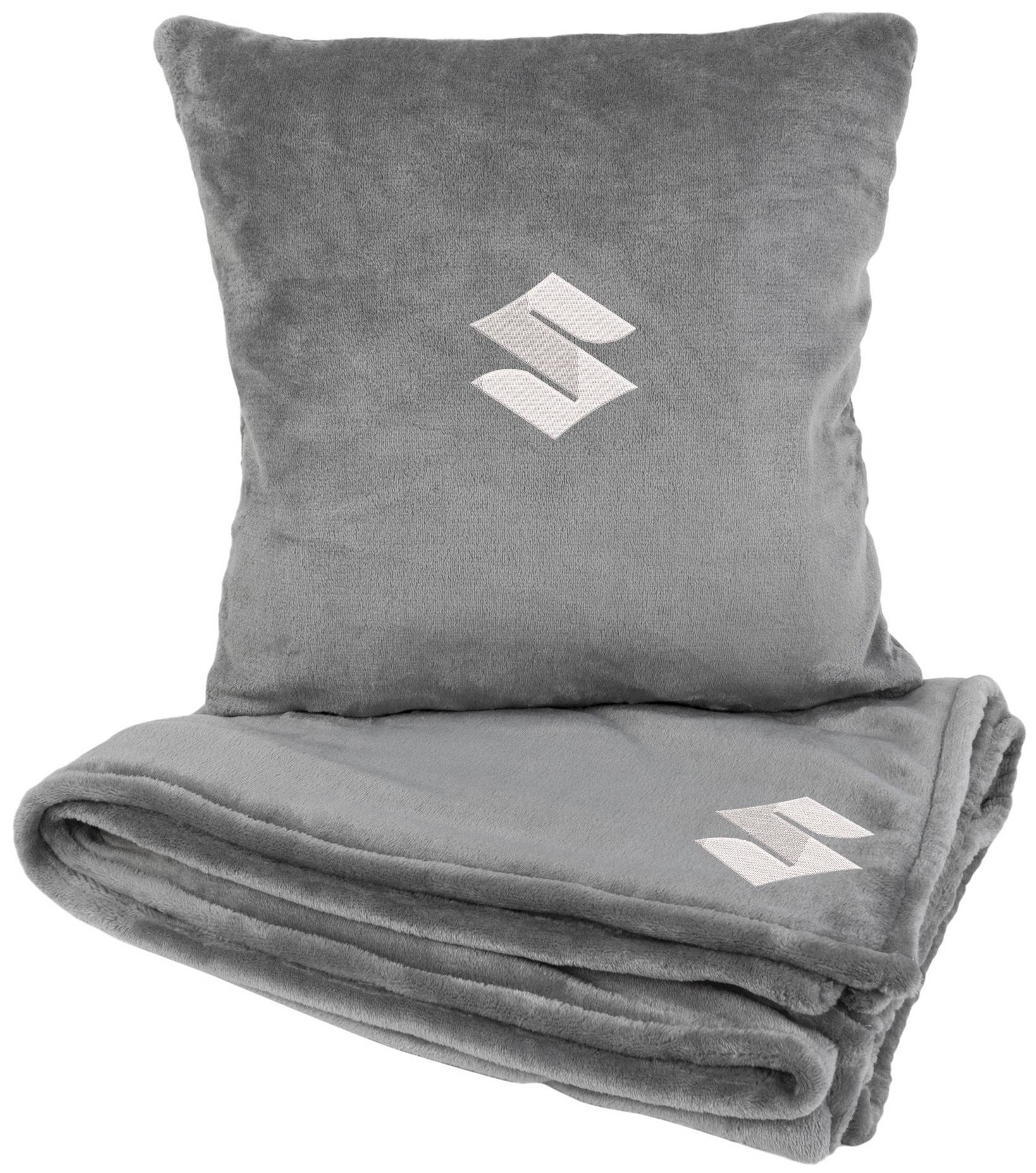 Набор плед + подушка в авто EVAtech из махры M для Suzuki серые MBLMPSMGV111 - Фото 1