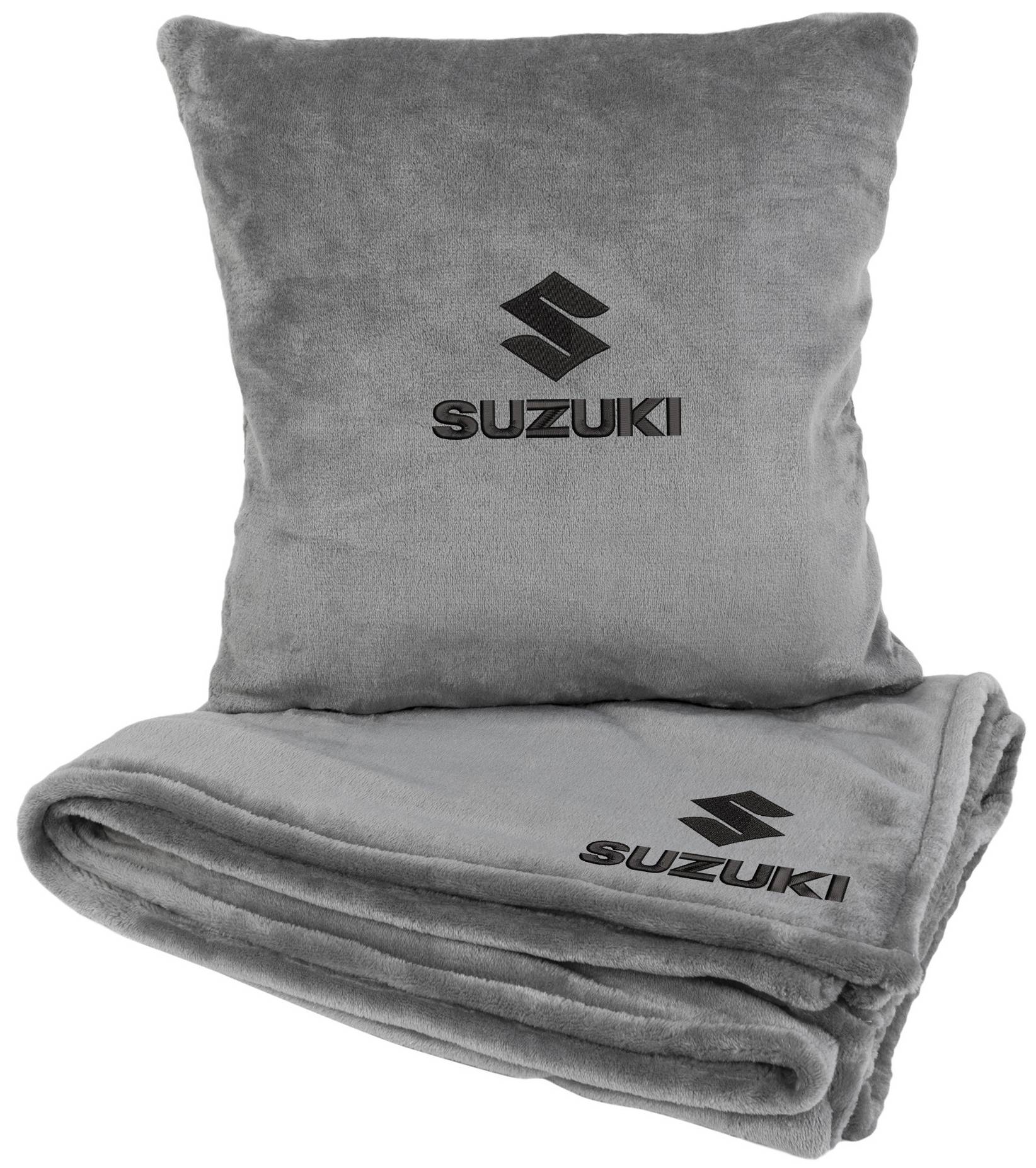 Набор плед + подушка в авто EVAtech из махры M для Suzuki серые MBLMPSMGV113 - Фото 1