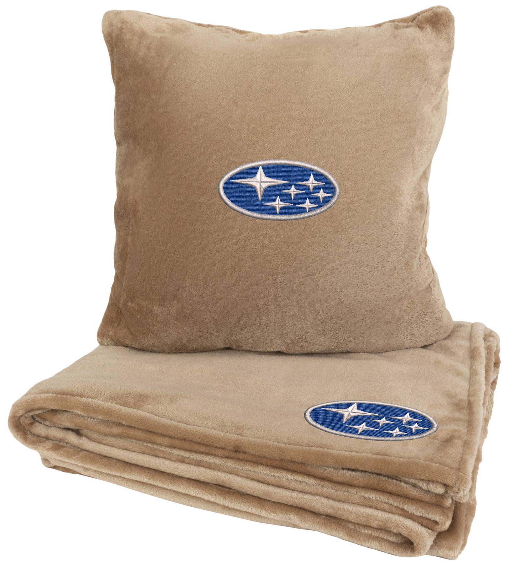 Набір плед + подушка в авто EVAtech із махри M для Subaru бежеві MBLMPSMIV029 - Фото 1