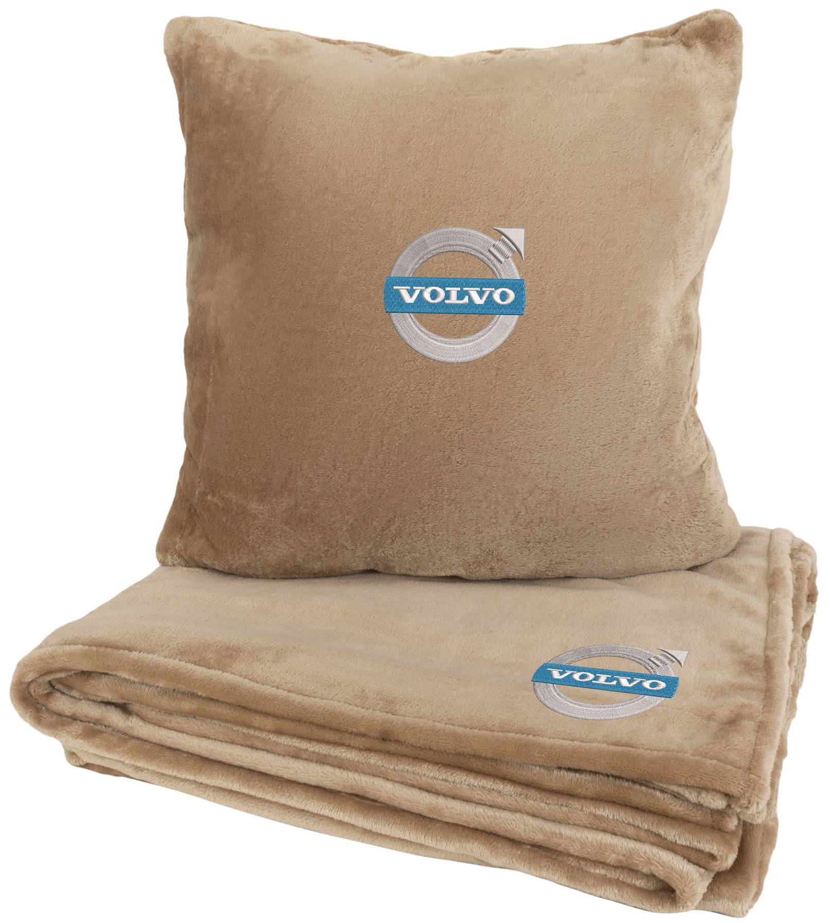 Набір плед + подушка в авто EVAtech із махри M для Volvo бежеві MBLMPSMIV034 - Фото 1
