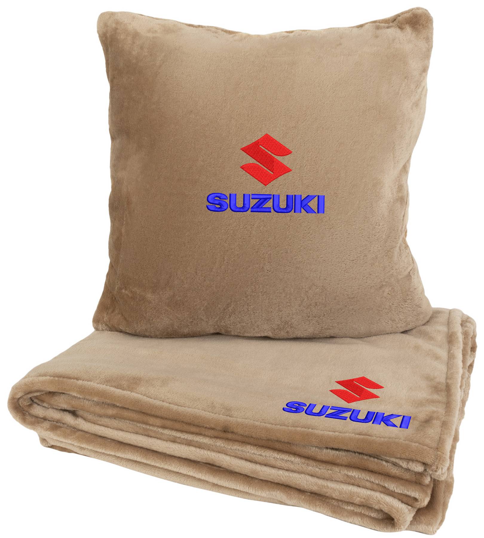 Набір плед + подушка в авто EVAtech із махри M для Suzuki бежеві MBLMPSMIV044 - Фото 1