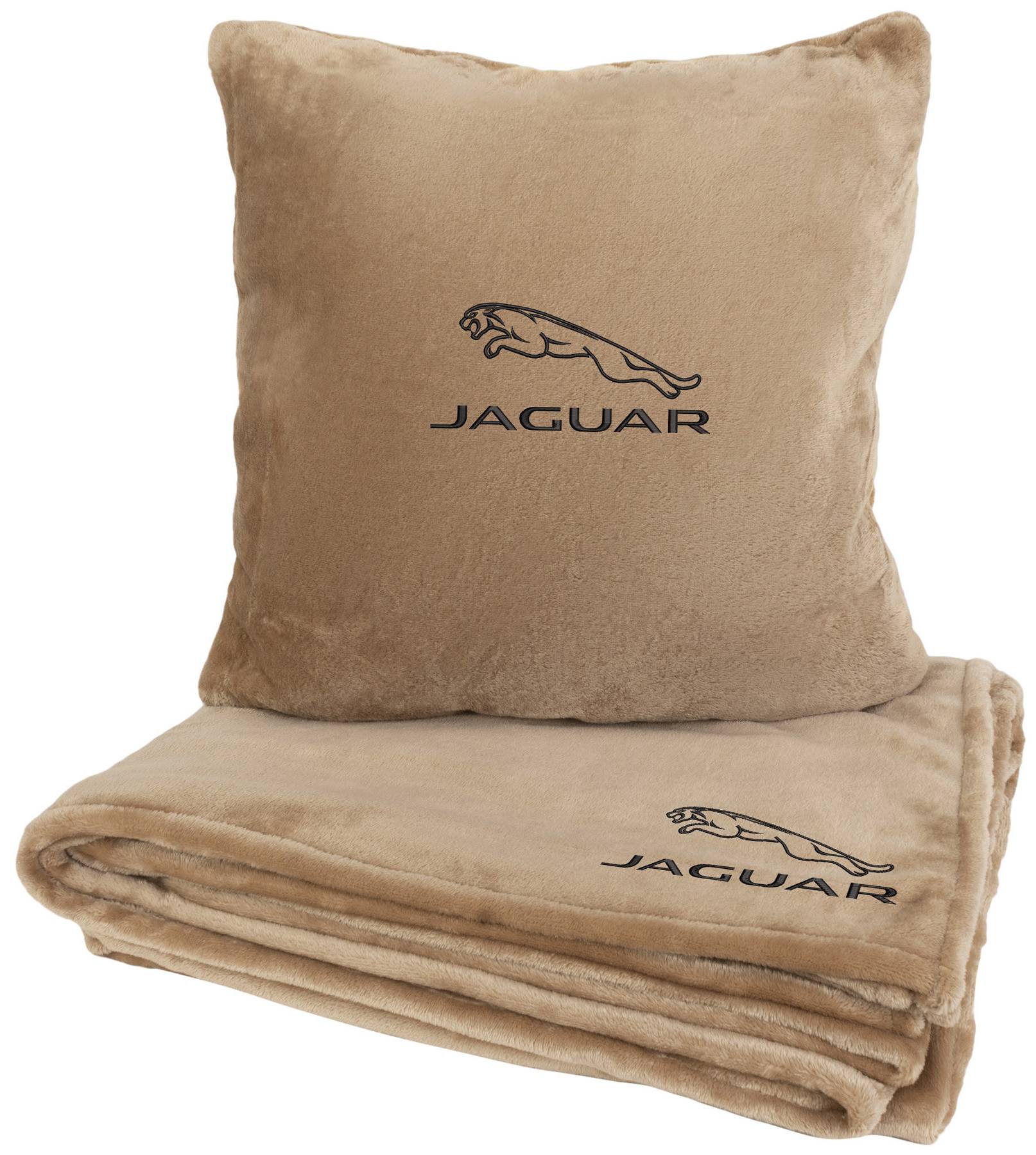 Набір плед + подушка в авто EVAtech із махри M для Jaguar бежеві MBLMPSMIV050 - Фото 1