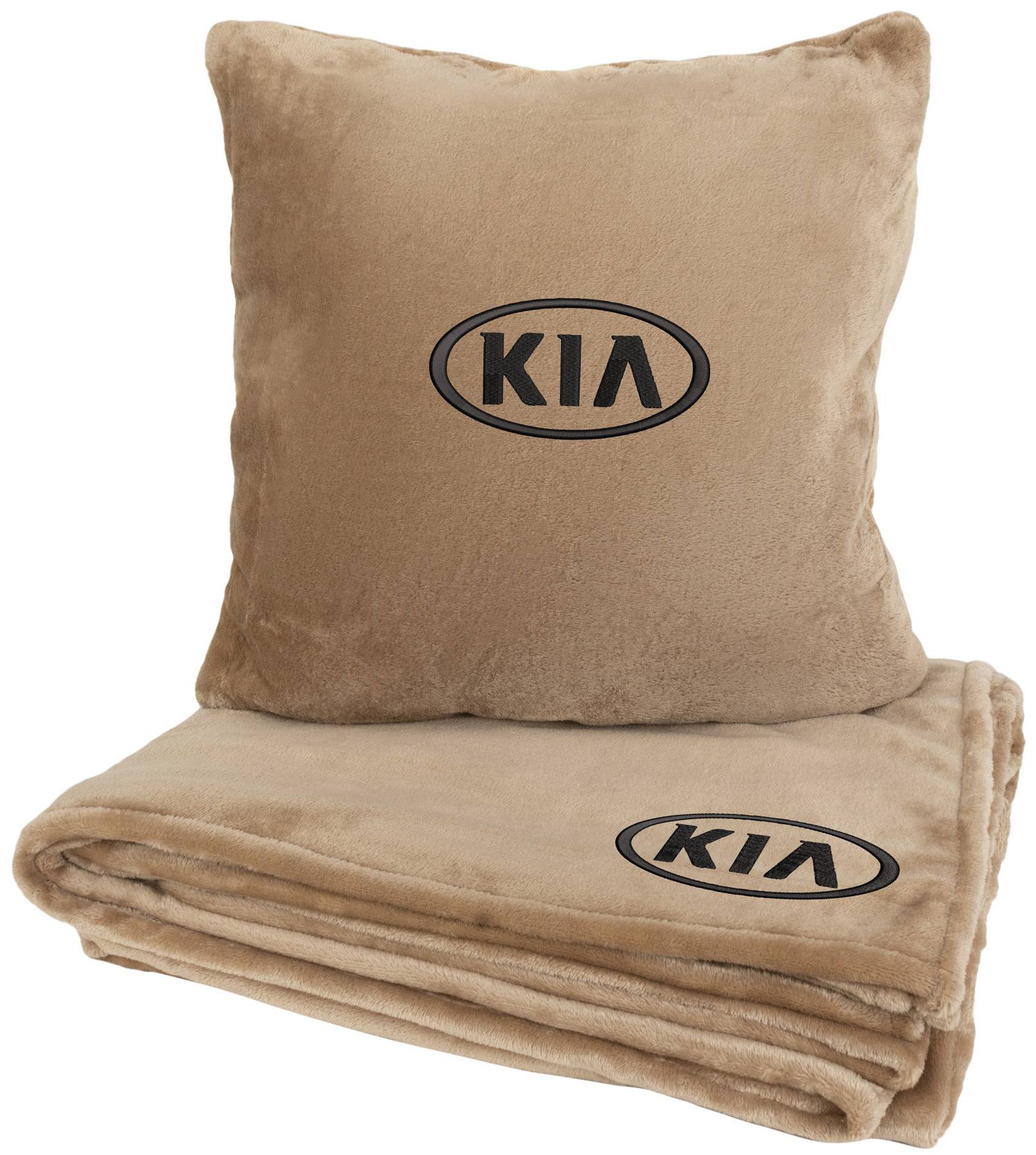 Набір плед + подушка в авто EVAtech із махри M для Kia бежеві MBLMPSMIV052 - Фото 1