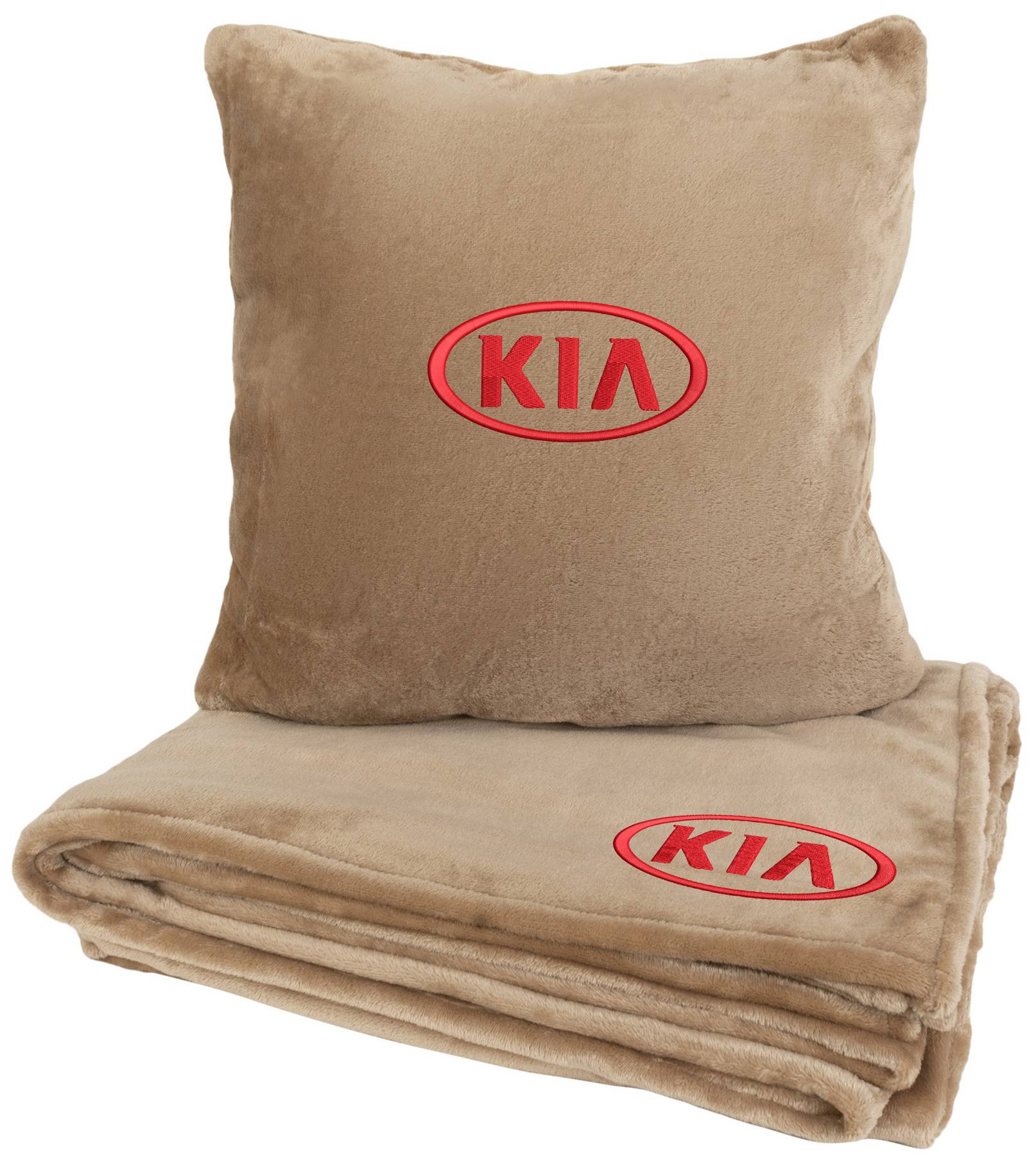 Набір плед + подушка в авто EVAtech із махри M для Kia бежеві MBLMPSMIV053 - Фото 1