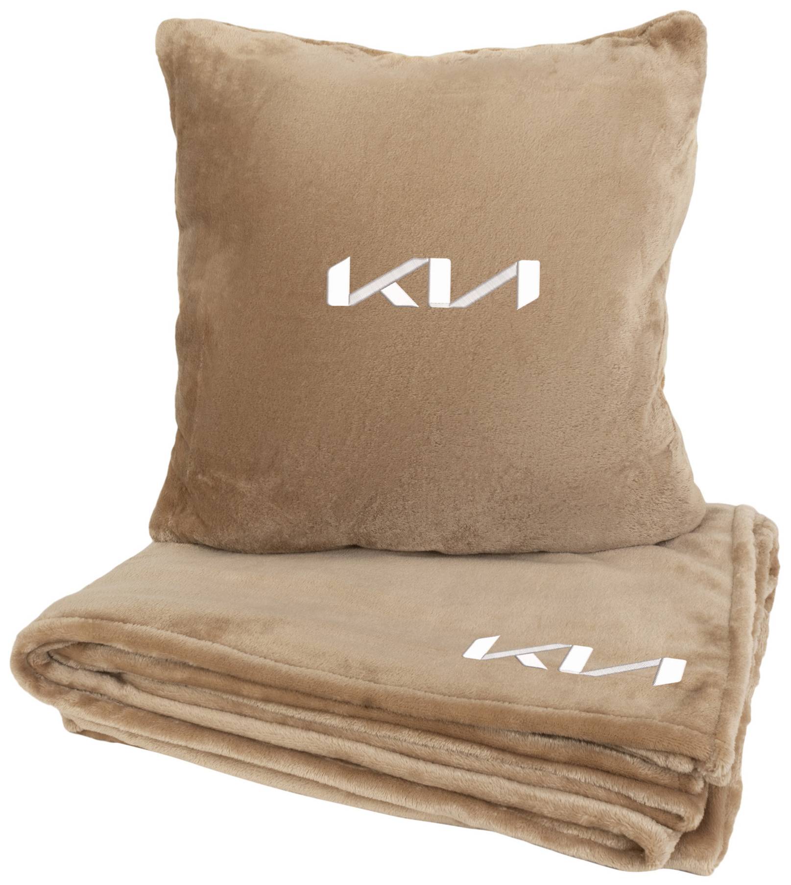 Набір плед + подушка в авто EVAtech із махри M для Kia бежеві MBLMPSMIV054 - Фото 1