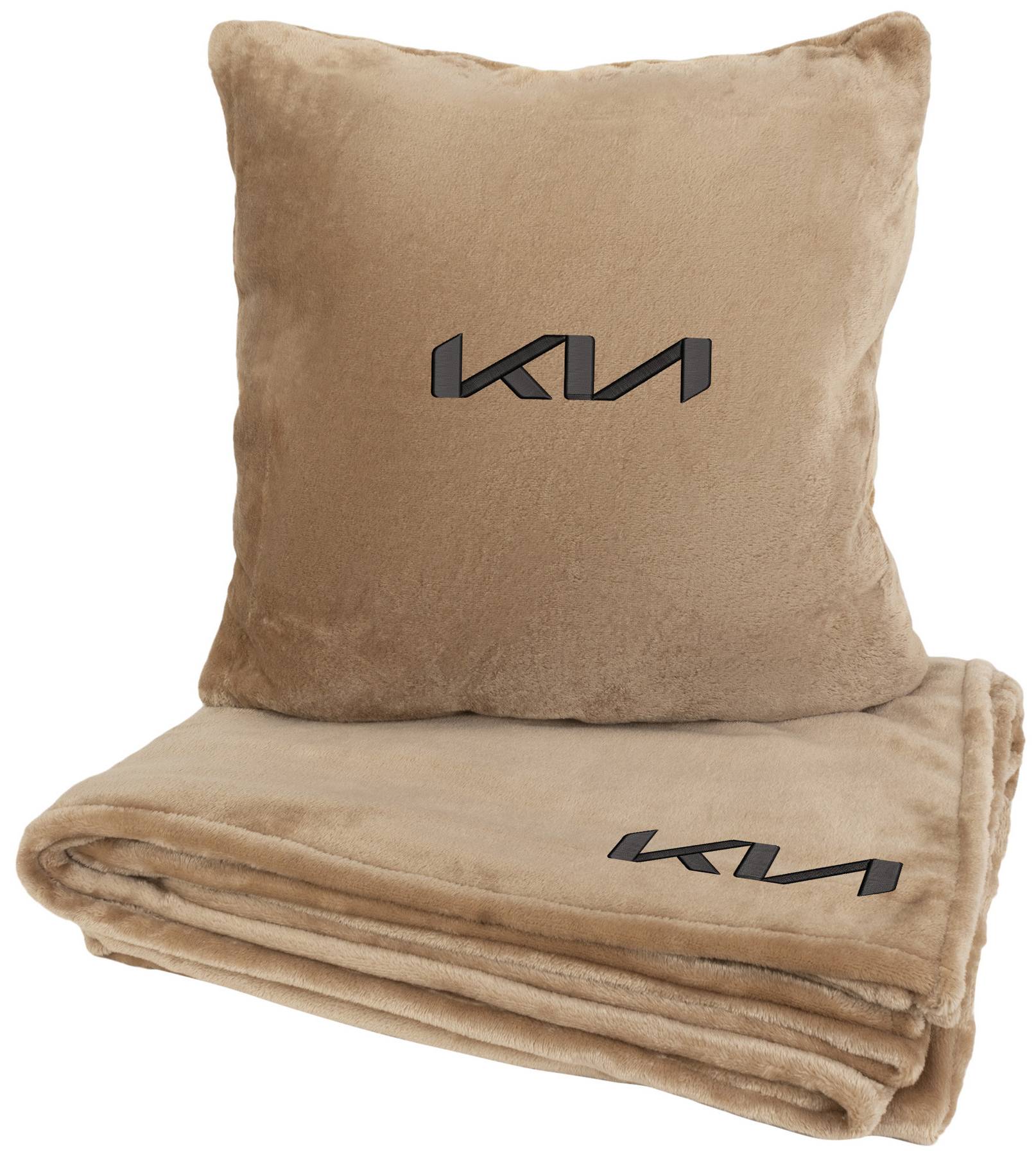 Набір плед + подушка в авто EVAtech із махри M для Kia бежеві MBLMPSMIV055 - Фото 1