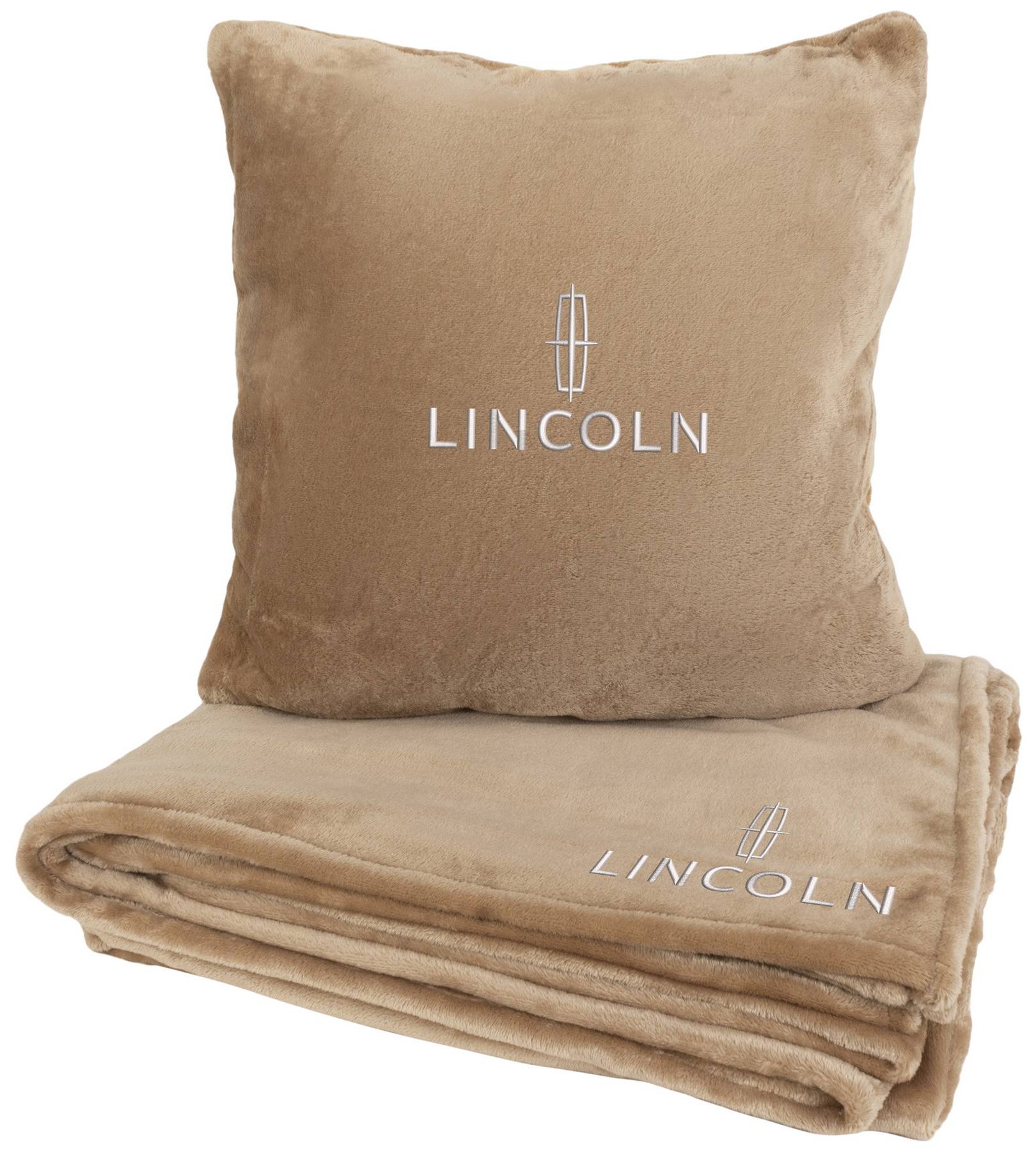 Набір плед + подушка в авто EVAtech із махри M для Lincoln бежеві MBLMPSMIV069 - Фото 1