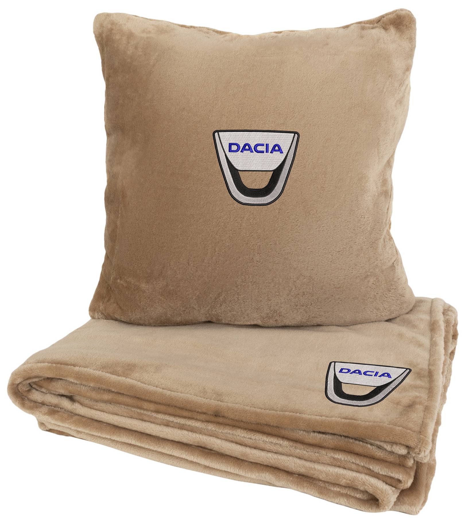 Набір плед + подушка в авто EVAtech із махри M для Dacia бежеві MBLMPSMIV073 - Фото 1