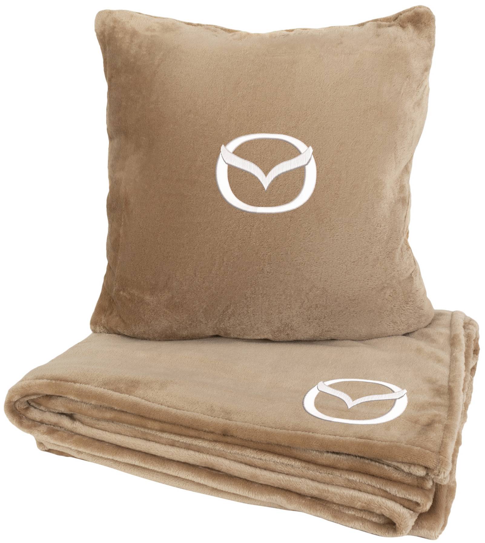 Набір плед + подушка в авто EVAtech із махри M для Mazda бежеві MBLMPSMIV099 - Фото 1