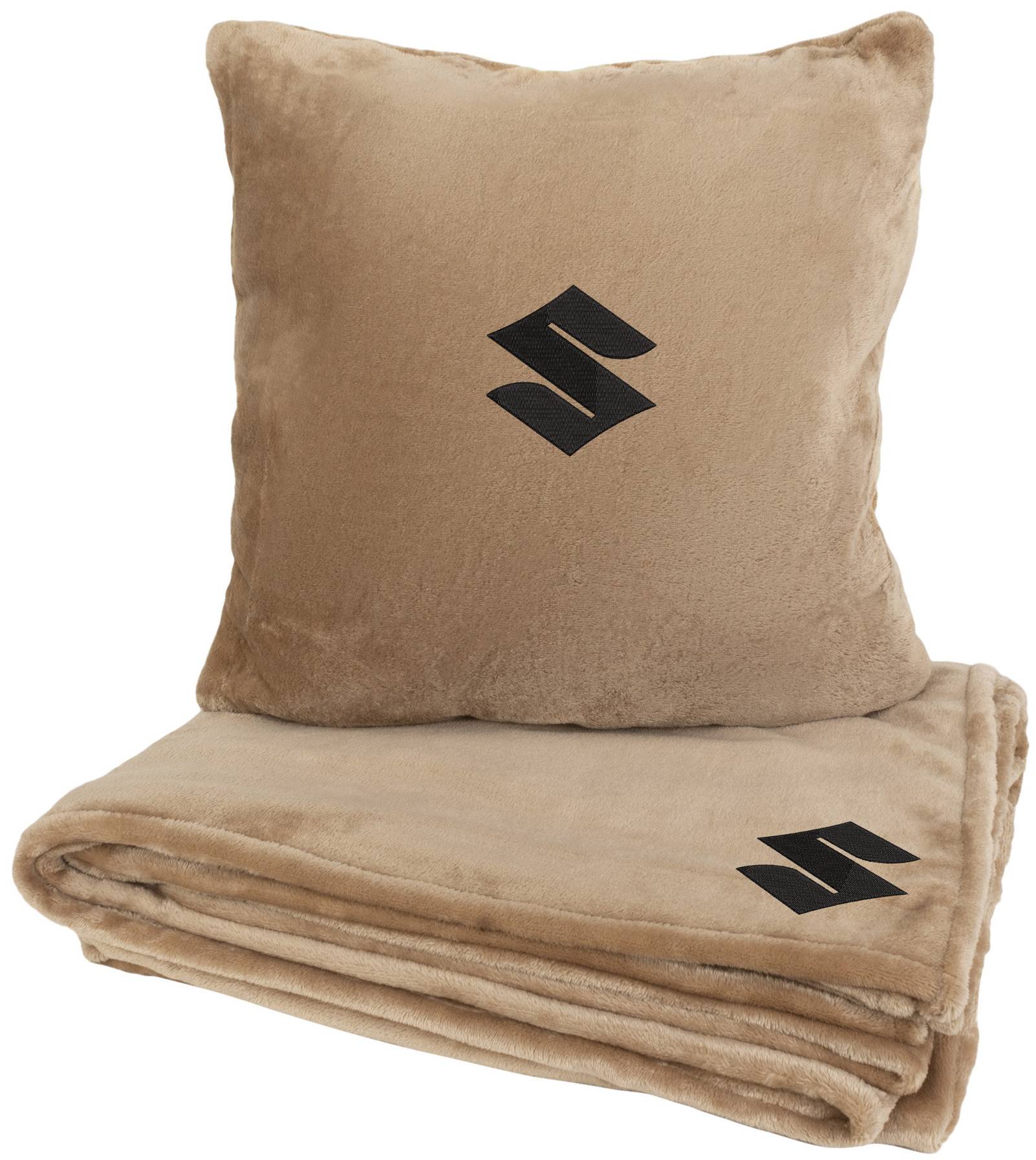 Набір плед + подушка в авто EVAtech із махри M для Suzuki бежеві MBLMPSMIV110 - Фото 1