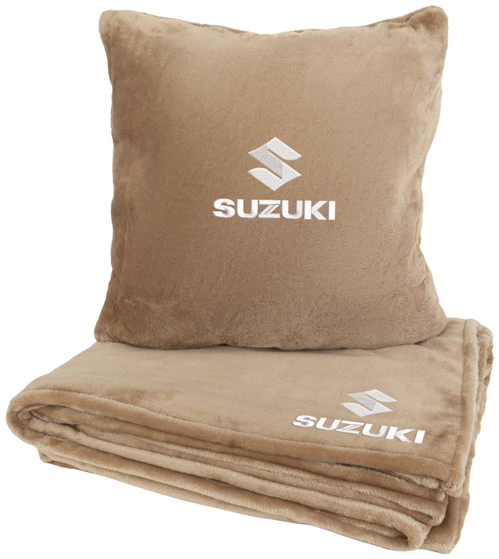 Набір плед + подушка в авто EVAtech із махри M для Suzuki бежеві MBLMPSMIV112 - Фото 1