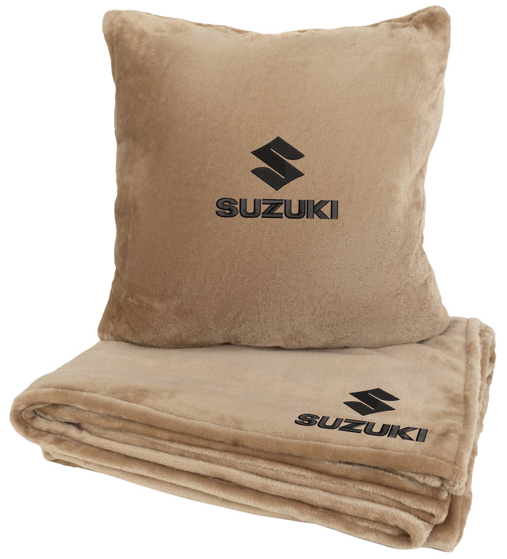 Набір плед + подушка в авто EVAtech із махри M для Suzuki бежеві MBLMPSMIV113 - Фото 1