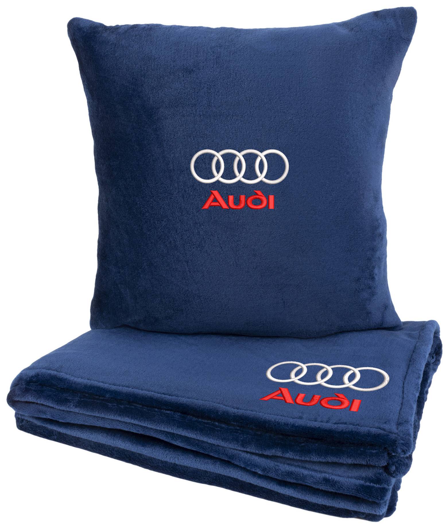 Набор плед + подушка в авто EVAtech из махры M для Audi синие MBLMPSMLV003 - Фото 1