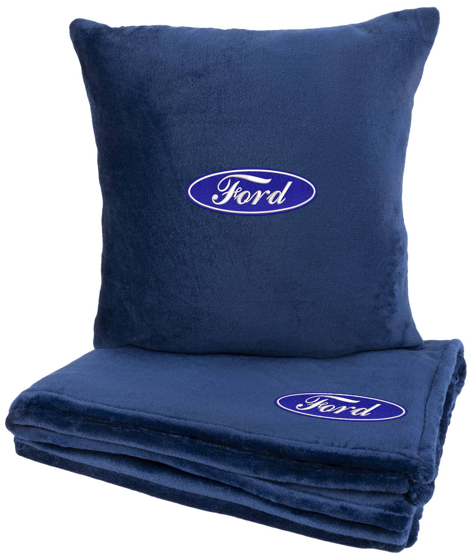 Набор плед + подушка в авто EVAtech из махры M для Ford синие MBLMPSMLV010 - Фото 1