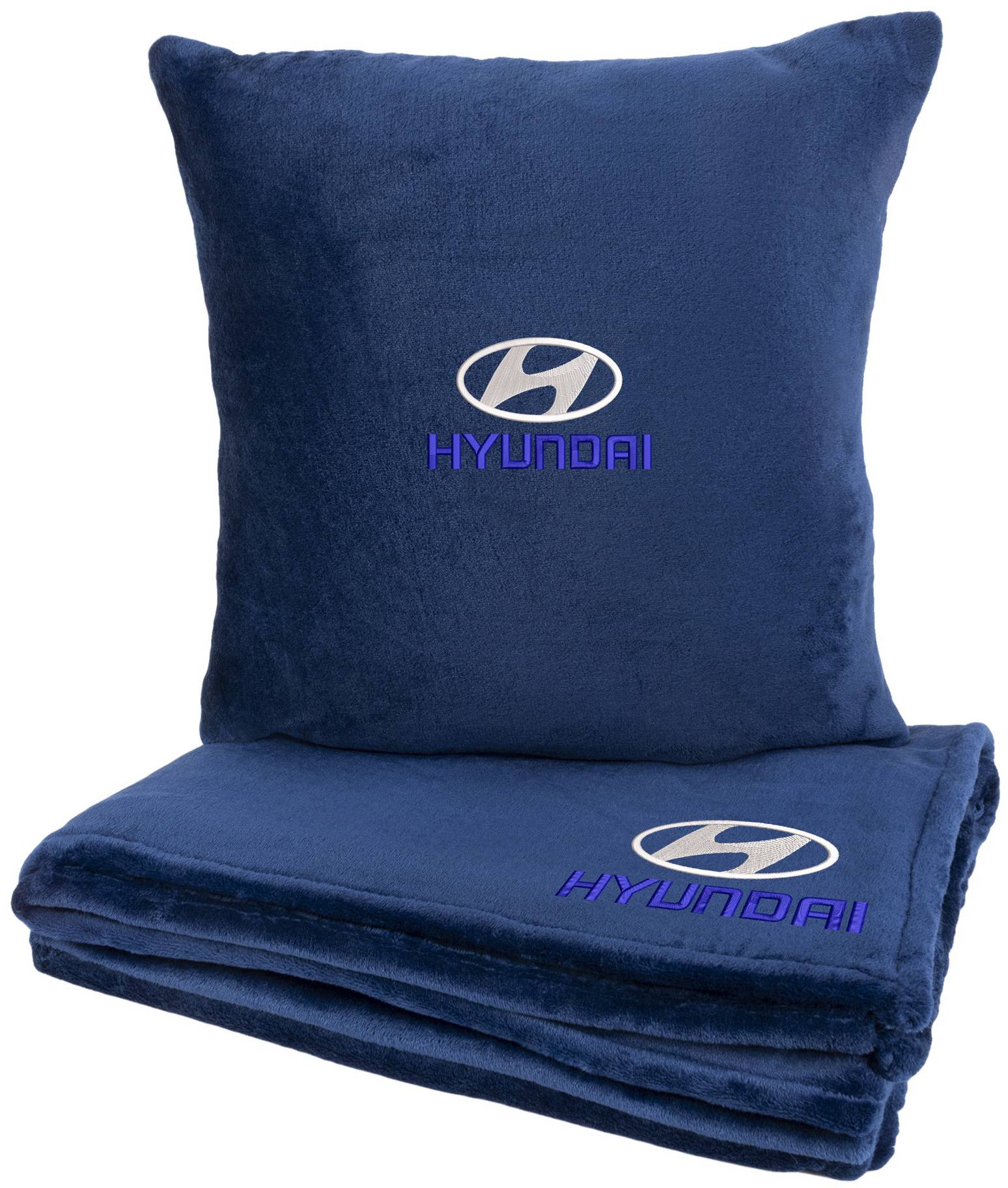Набор плед + подушка в авто EVAtech из махры M для Hyundai синие MBLMPSMLV013 - Фото 1
