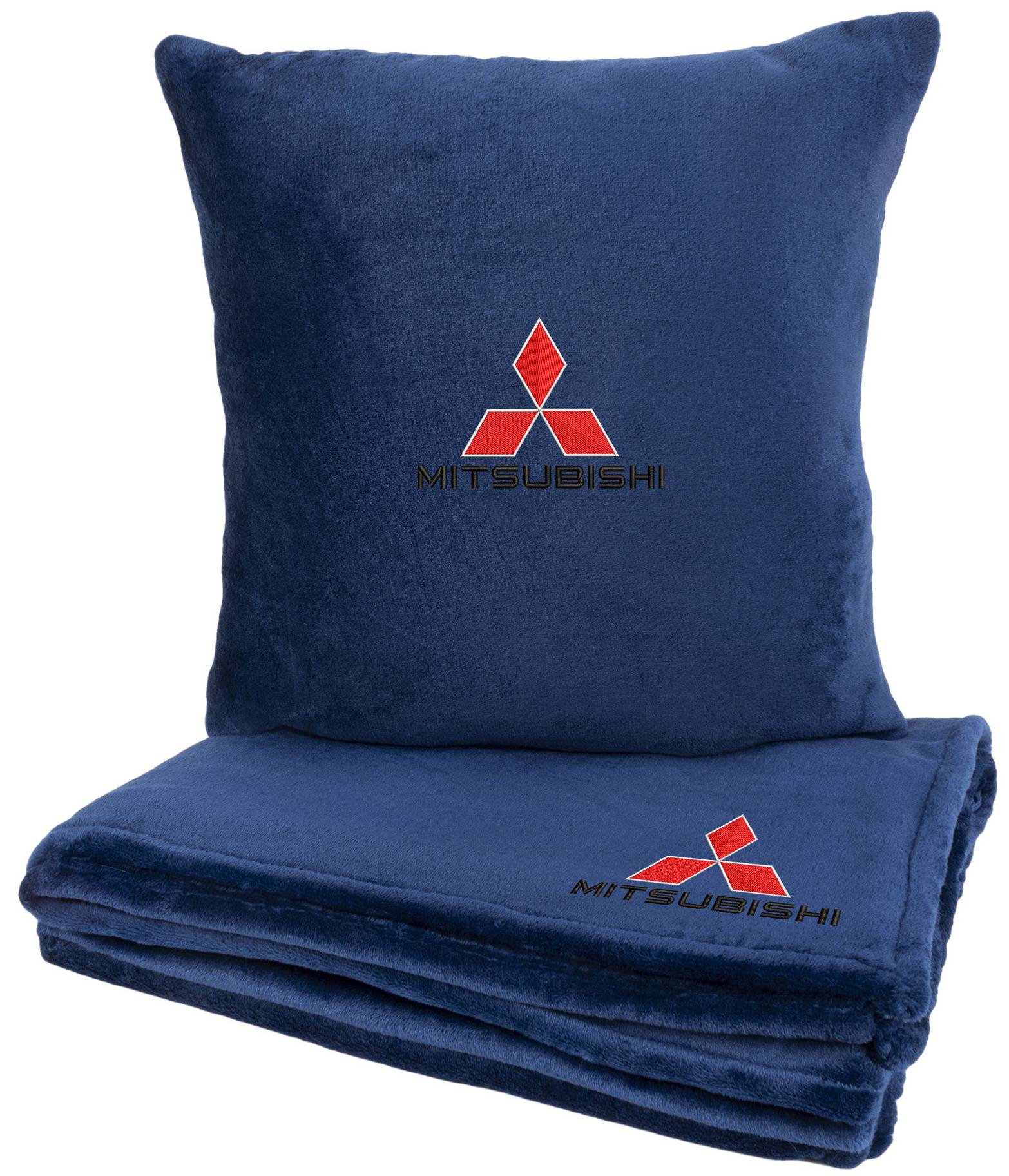 Набор плед + подушка в авто EVAtech из махры M для Mitsubishi синие MBLMPSMLV020 - Фото 1