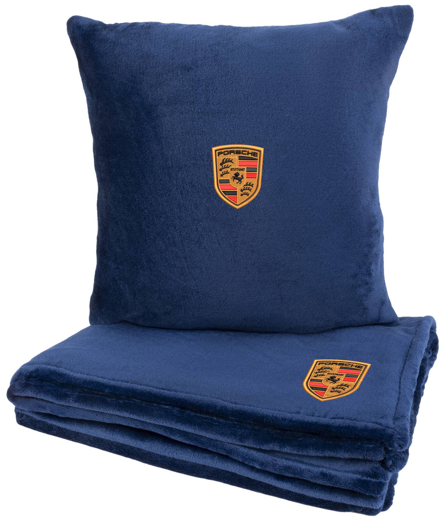 Набор плед + подушка в авто EVAtech из махры M для Porsche синие MBLMPSMLV024 - Фото 1