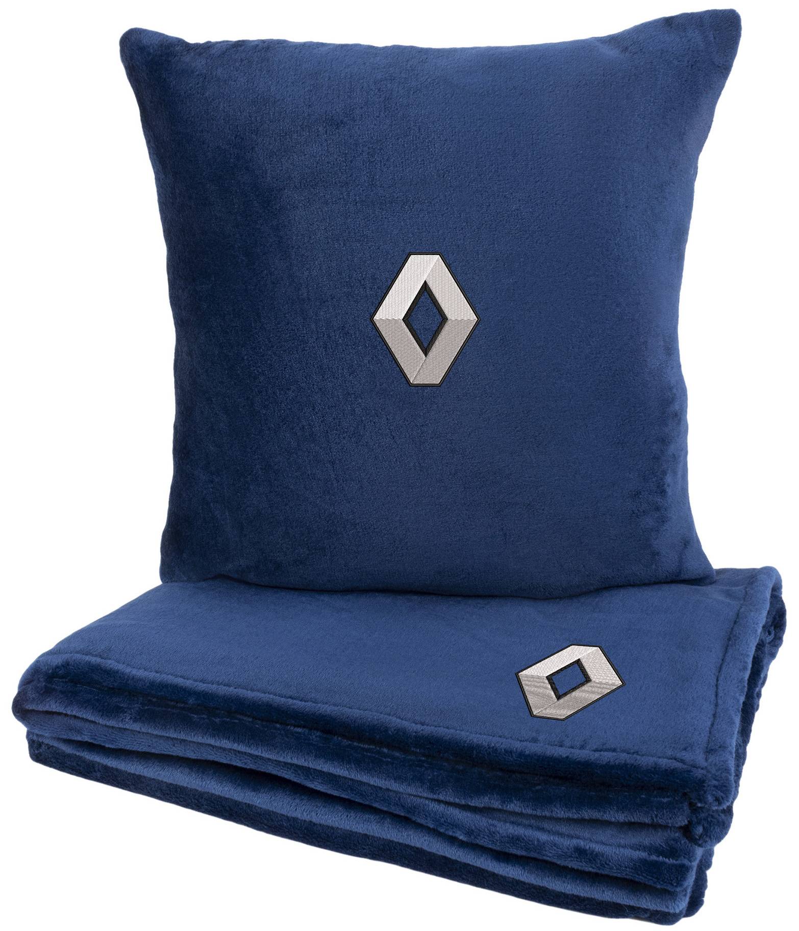 Набор плед + подушка в авто EVAtech из махры M для Renault синие MBLMPSMLV025 - Фото 1