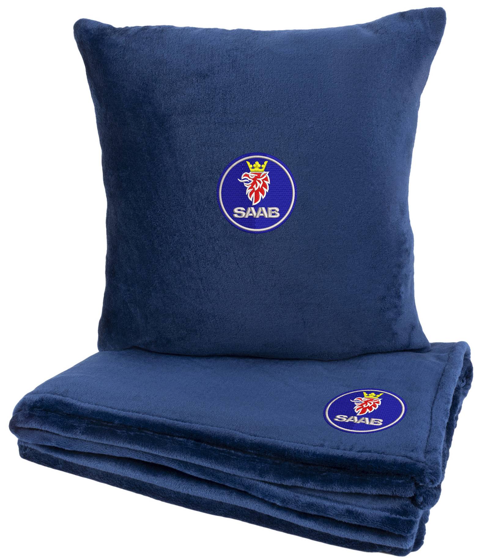 Набор плед + подушка в авто EVAtech из махры M для Saab синие MBLMPSMLV026 - Фото 1