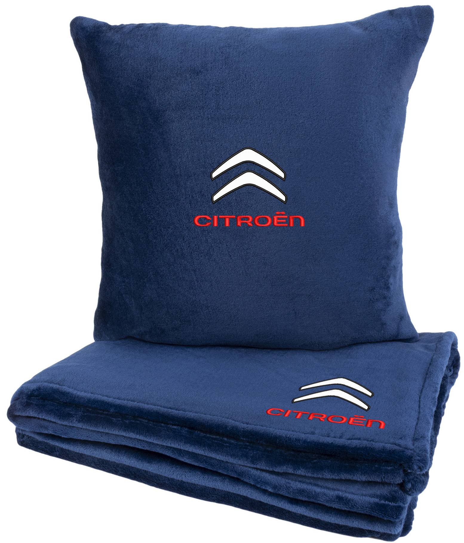 Набор плед + подушка в авто EVAtech из махры M для Citroen синие MBLMPSMLV037 - Фото 1