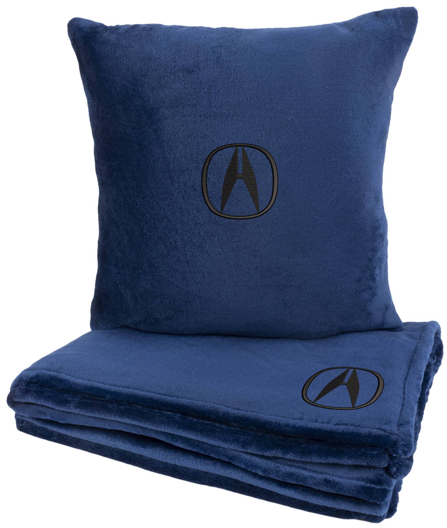 Набор плед + подушка в авто EVAtech из махры M для Acura синие MBLMPSMLV046 - Фото 1