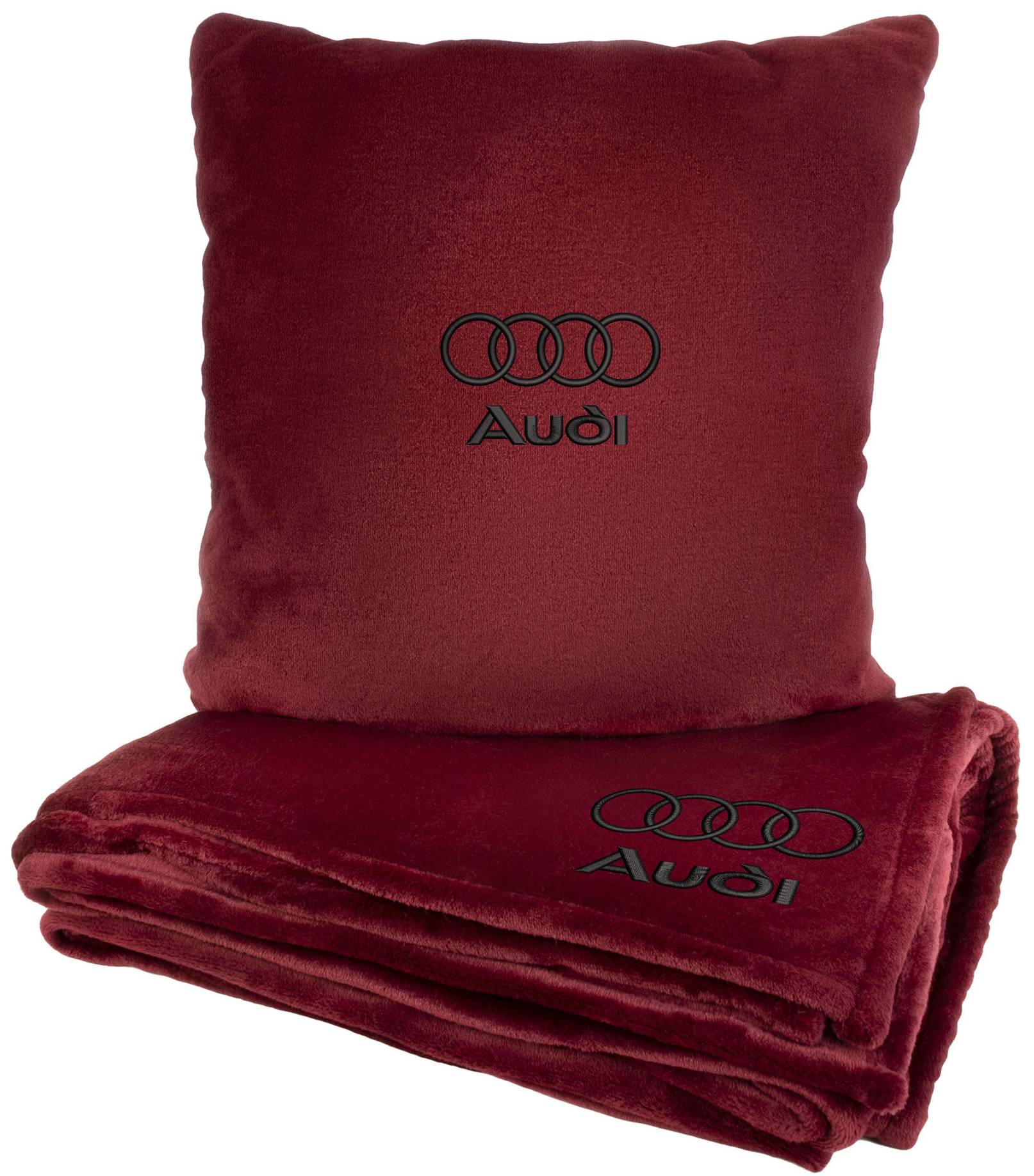 Набір плед + подушка в авто EVAtech M для Audi червоні MBLMPSMRV096 - Фото 1