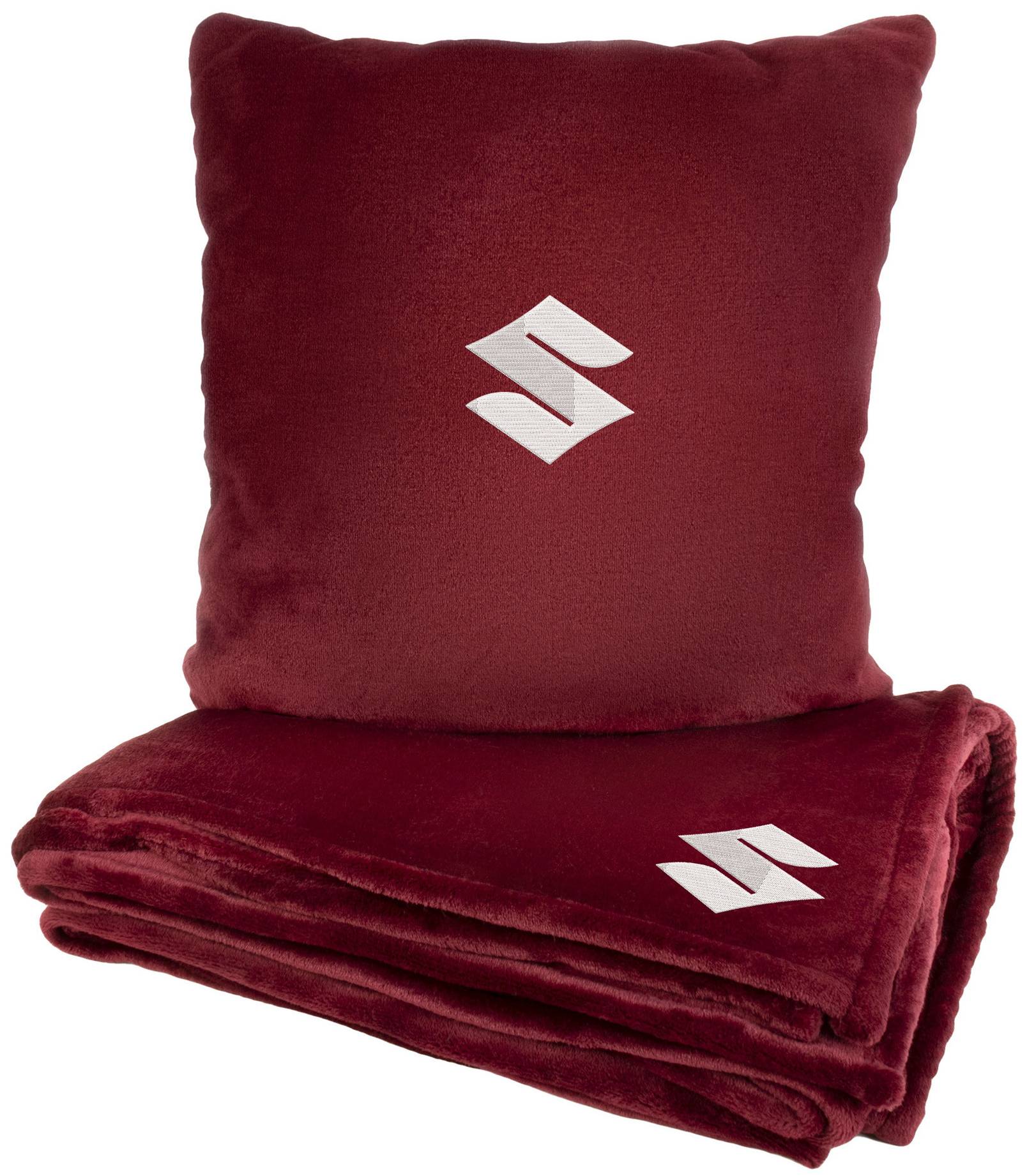 Набір плед + подушка в авто EVAtech M для Suzuki червоні MBLMPSMRV111 - Фото 1