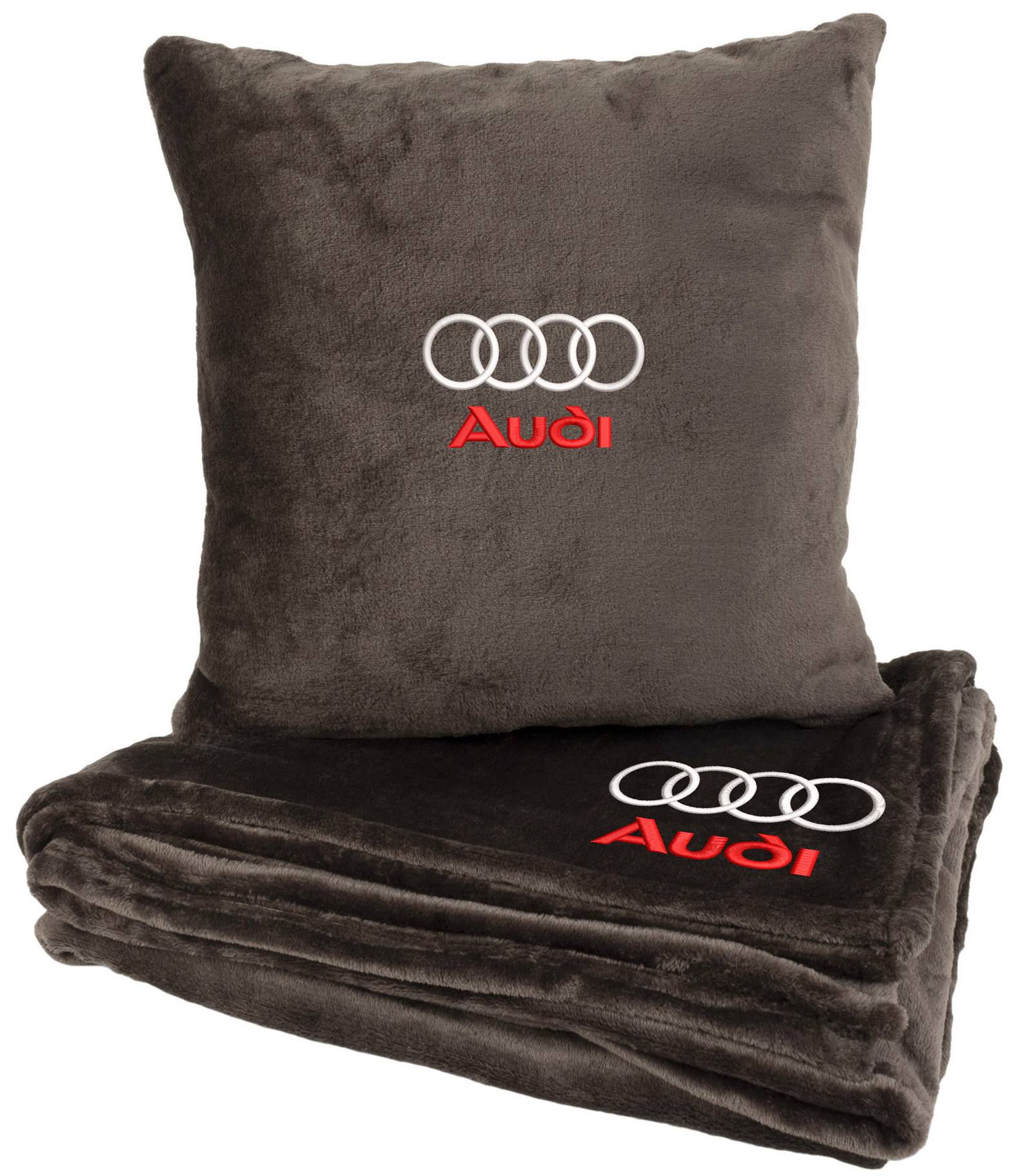 Набір плед + подушка в авто EVAtech M для Audi коричневі MBLMPSMZV003 - Фото 1