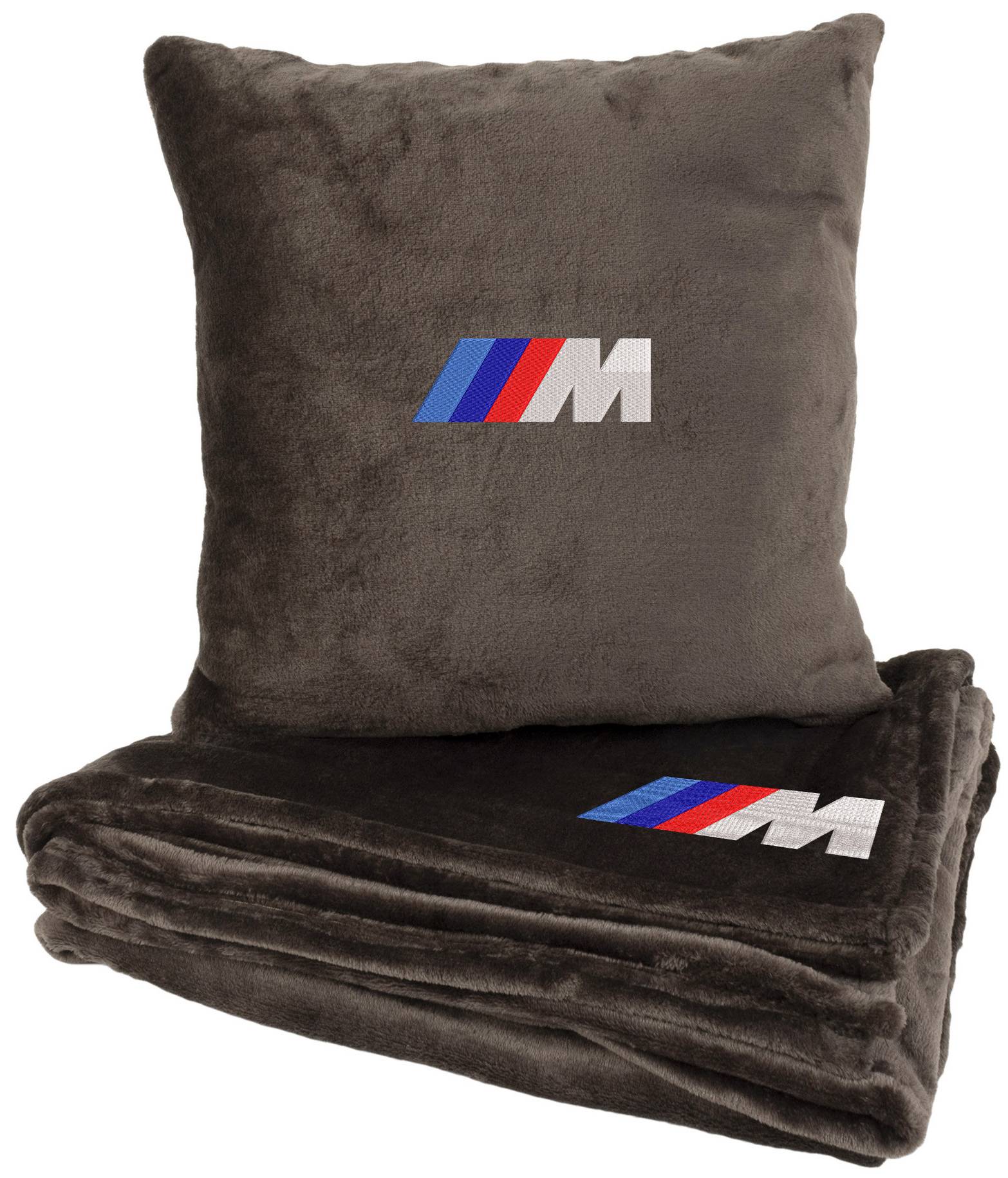 Набір плед + подушка в авто EVAtech M для BMW M коричневі MBLMPSMZV006 - Фото 1