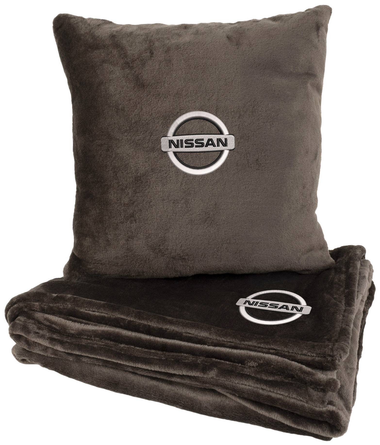 Набір плед + подушка в авто EVAtech M для Nissan коричневі MBLMPSMZV021 - Фото 1