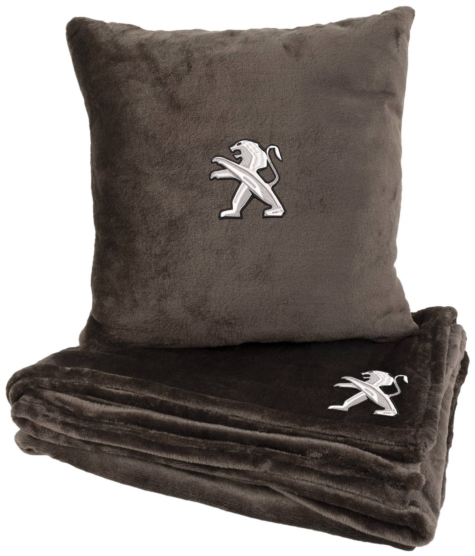 Набір плед + подушка в авто EVAtech M для Peugeot коричневі MBLMPSMZV023 - Фото 1