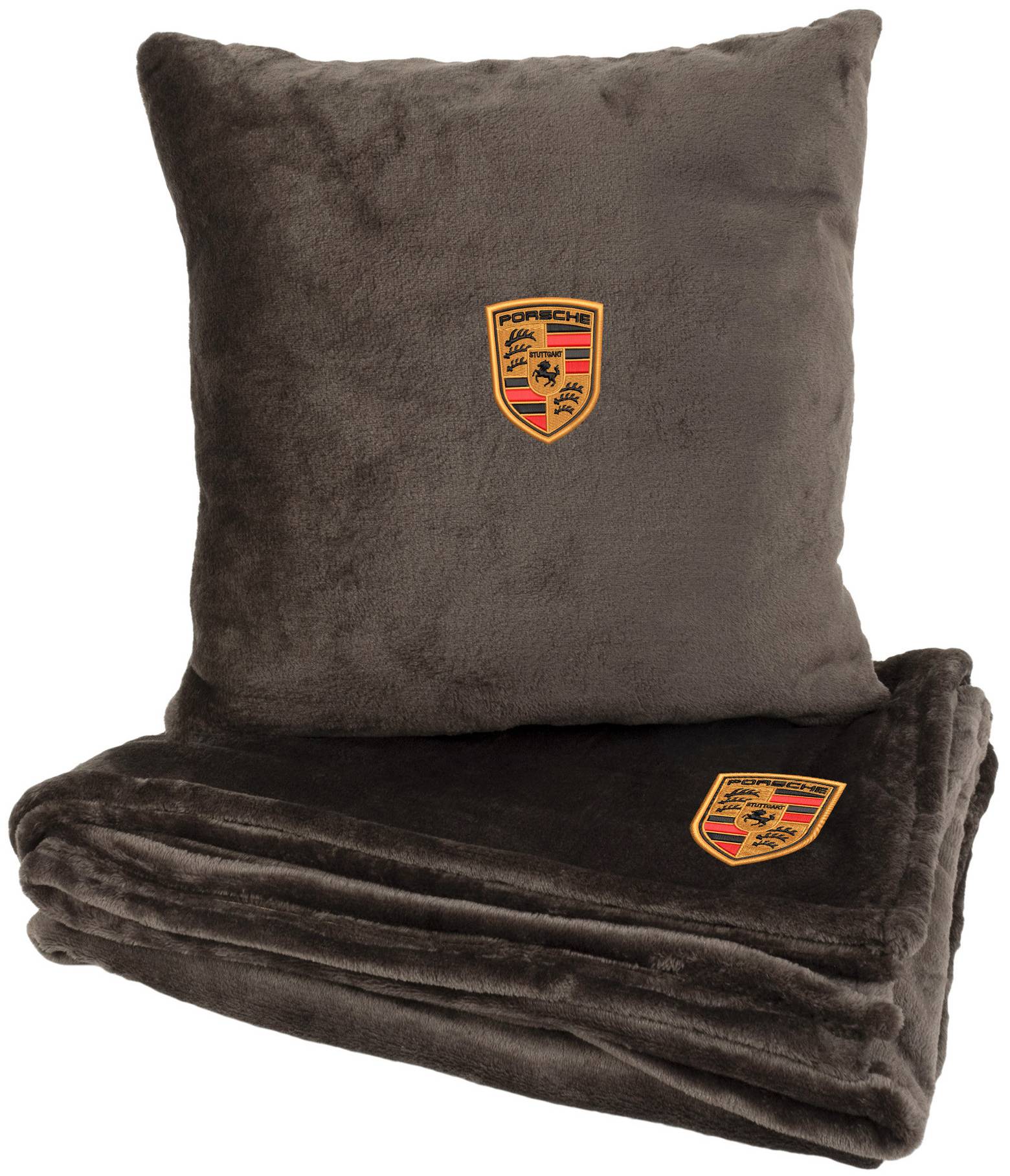 Набір плед + подушка в авто EVAtech M для Porsche коричневі MBLMPSMZV024 - Фото 1