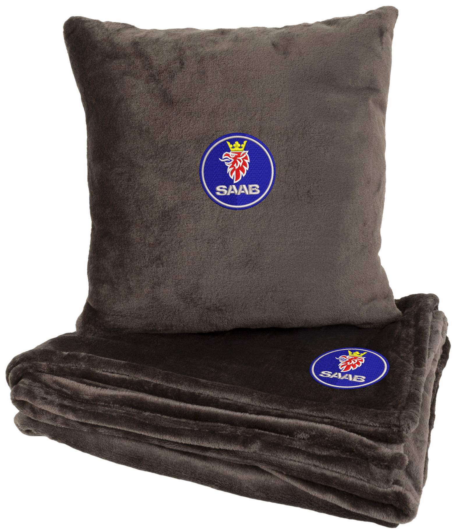 Набір плед + подушка в авто EVAtech M для Saab коричневі MBLMPSMZV026 - Фото 1