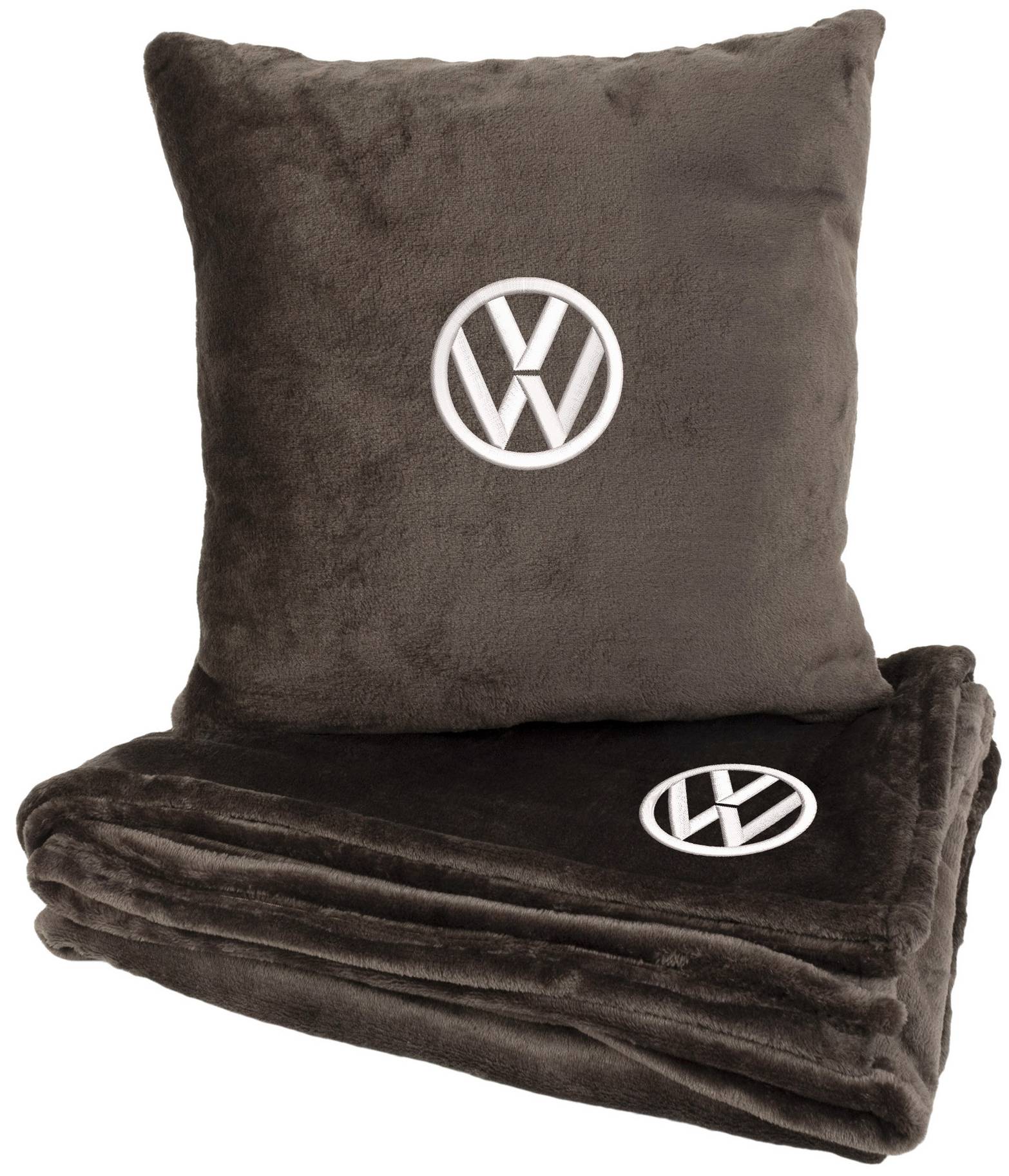 Набір плед + подушка в авто EVAtech M для Volkswagen коричневі MBLMPSMZV032 - Фото 1