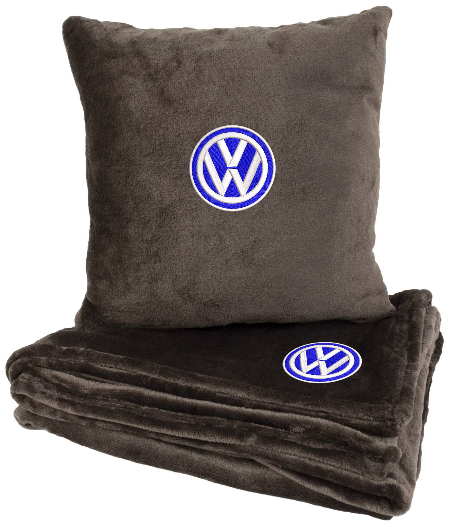 Набір плед + подушка в авто EVAtech M для Volkswagen коричневі MBLMPSMZV033 - Фото 1