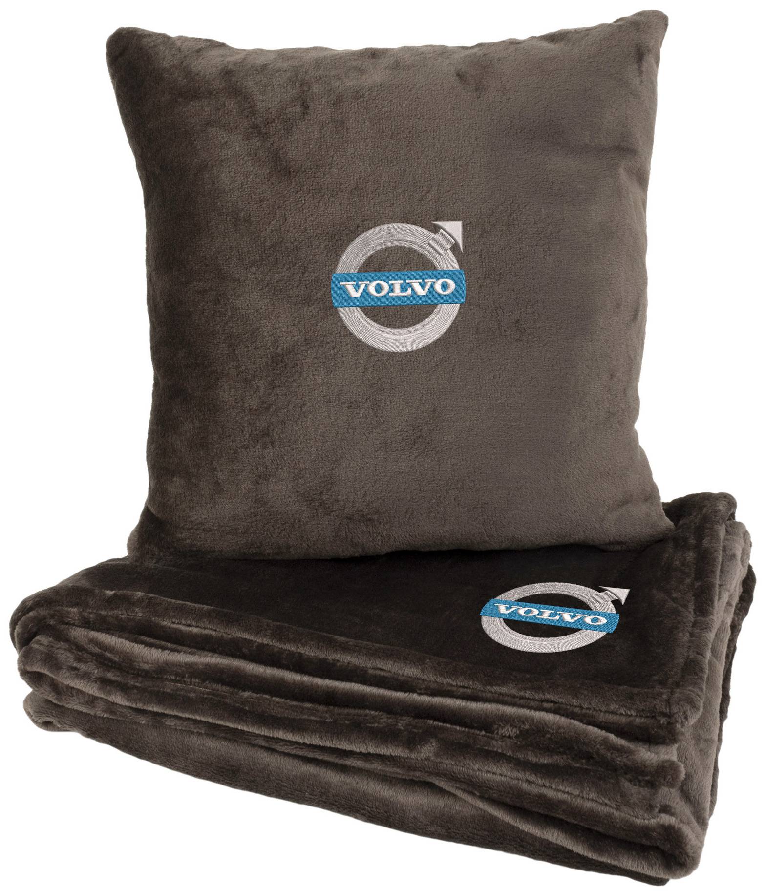 Набір плед + подушка в авто EVAtech M для Volvo коричневі MBLMPSMZV034 - Фото 1