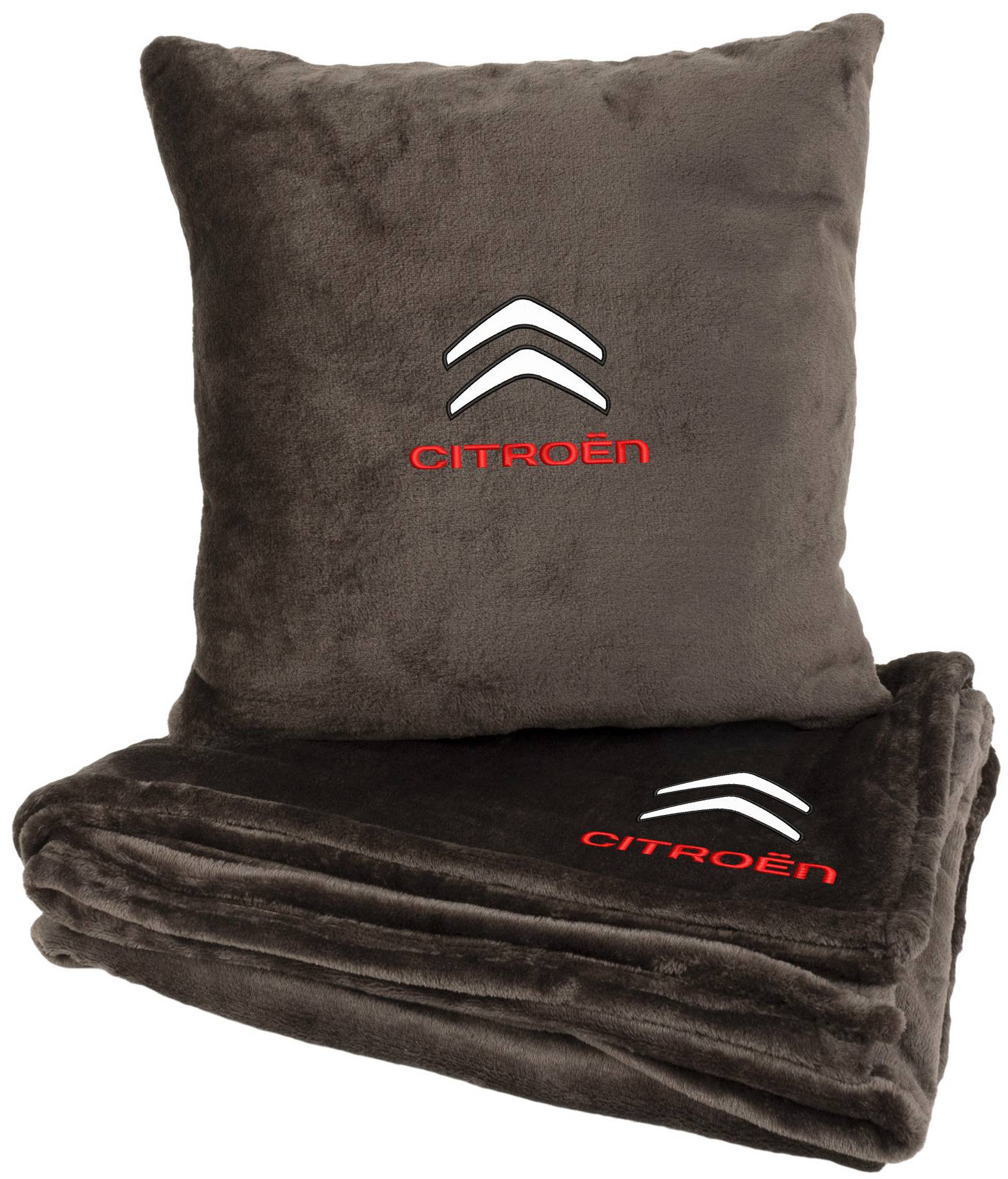 Набір плед + подушка в авто EVAtech M для Citroen коричневі MBLMPSMZV037 - Фото 1