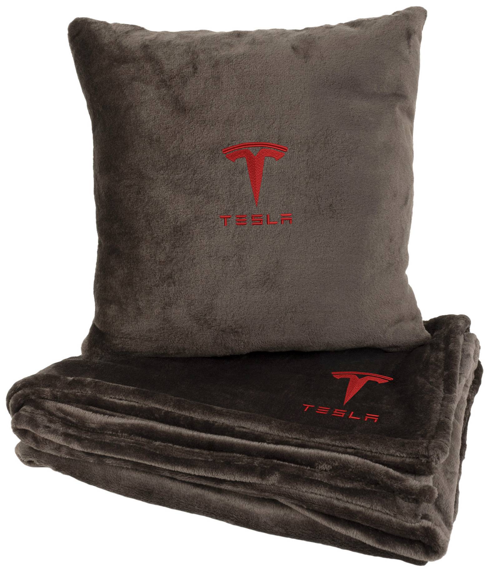 Набір плед + подушка в авто EVAtech M для Tesla коричневі MBLMPSMZV041 - Фото 1